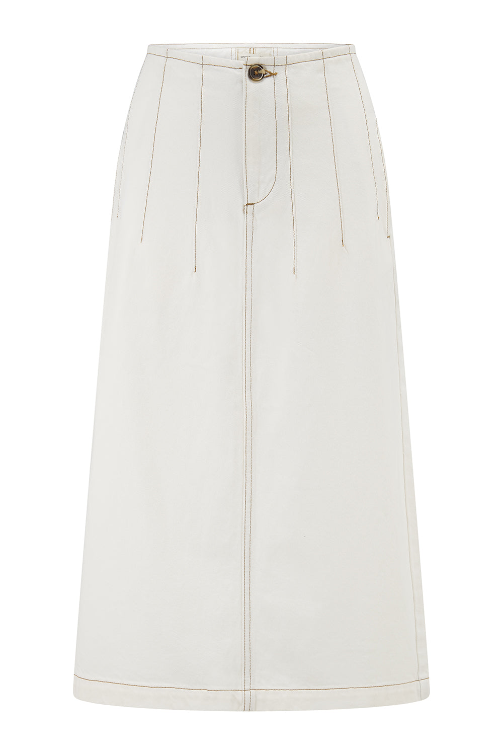 Noah Midi Denim Skirt in Ecru