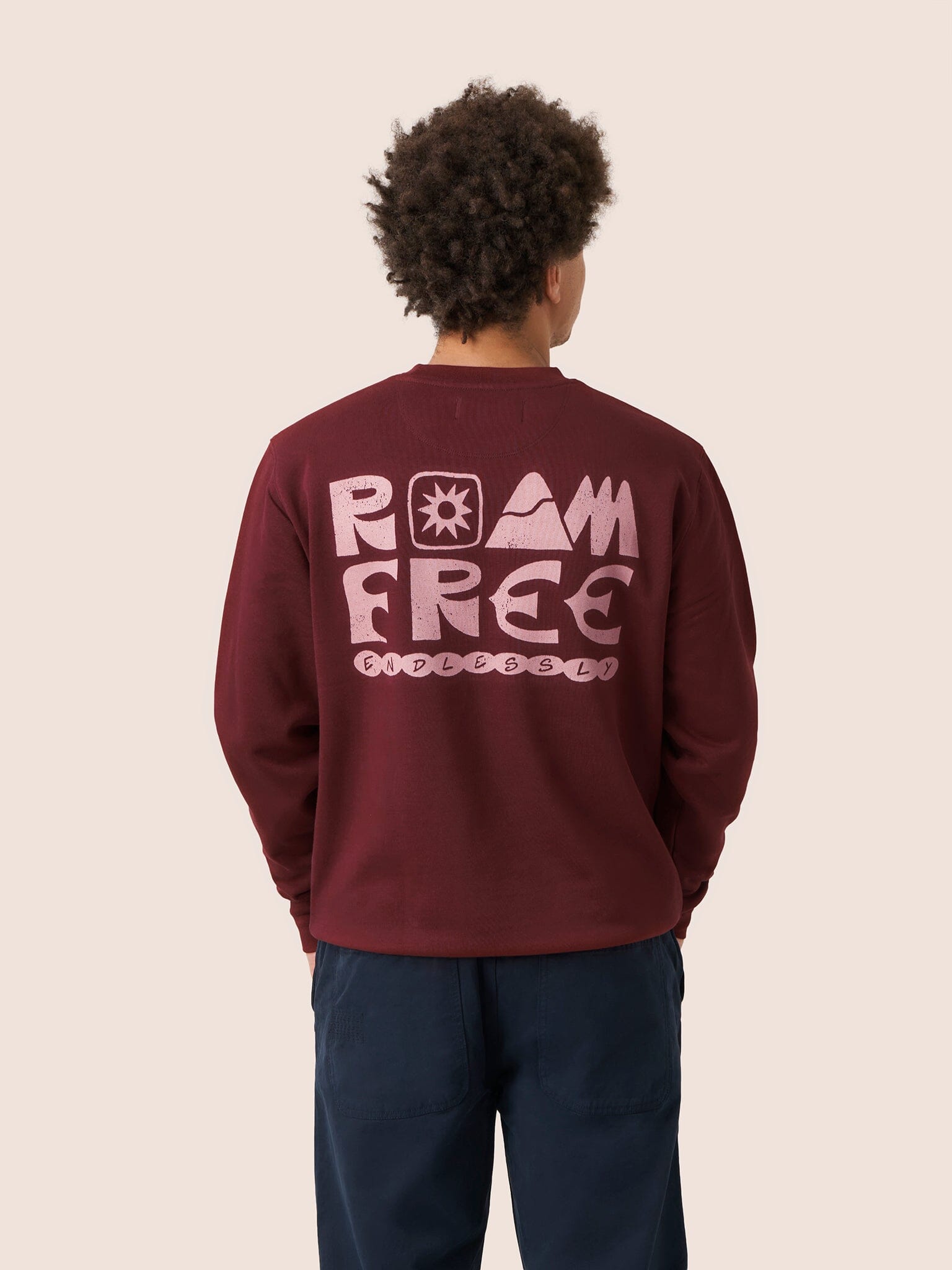 Milford Organic Cotton Roam Free Graphic Sweatshirt in Burgundy