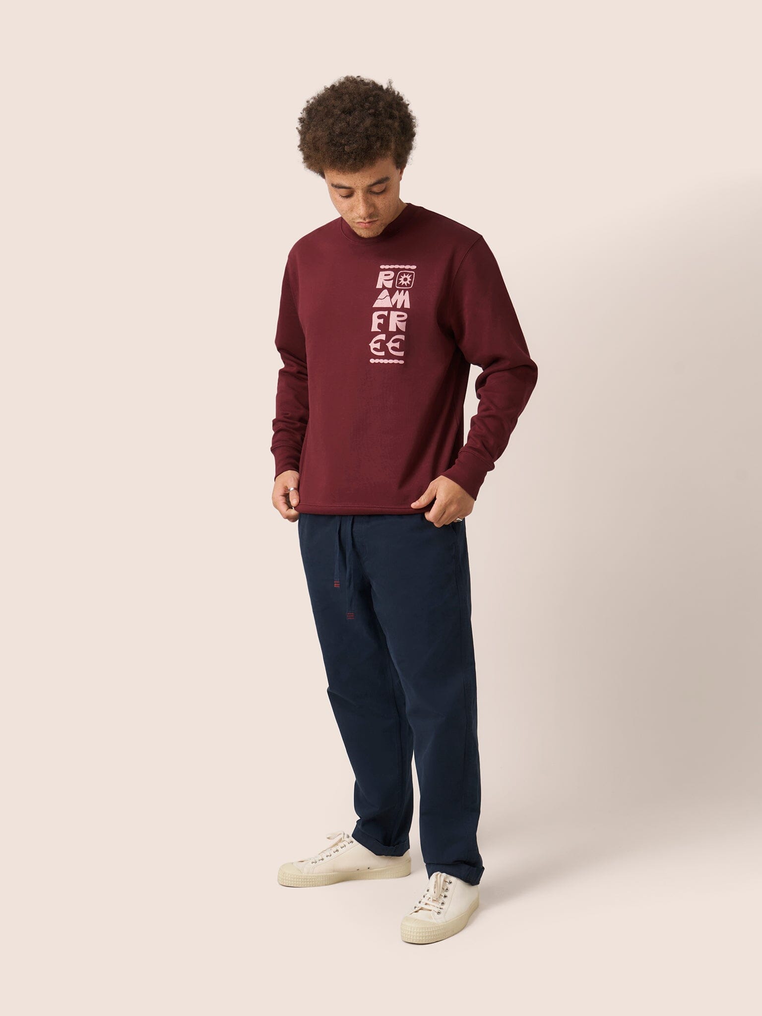 Milford Organic Cotton Roam Free Graphic Sweatshirt in Burgundy