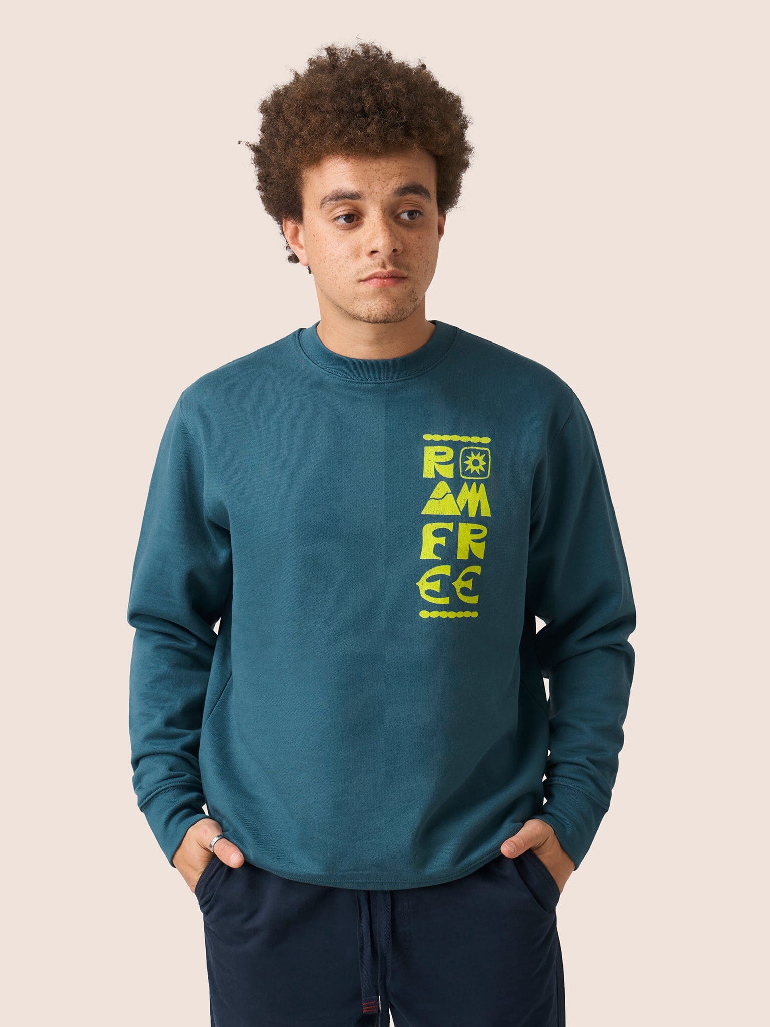 Milford Organic Cotton Roam Free Graphic Sweatshirt in Teal