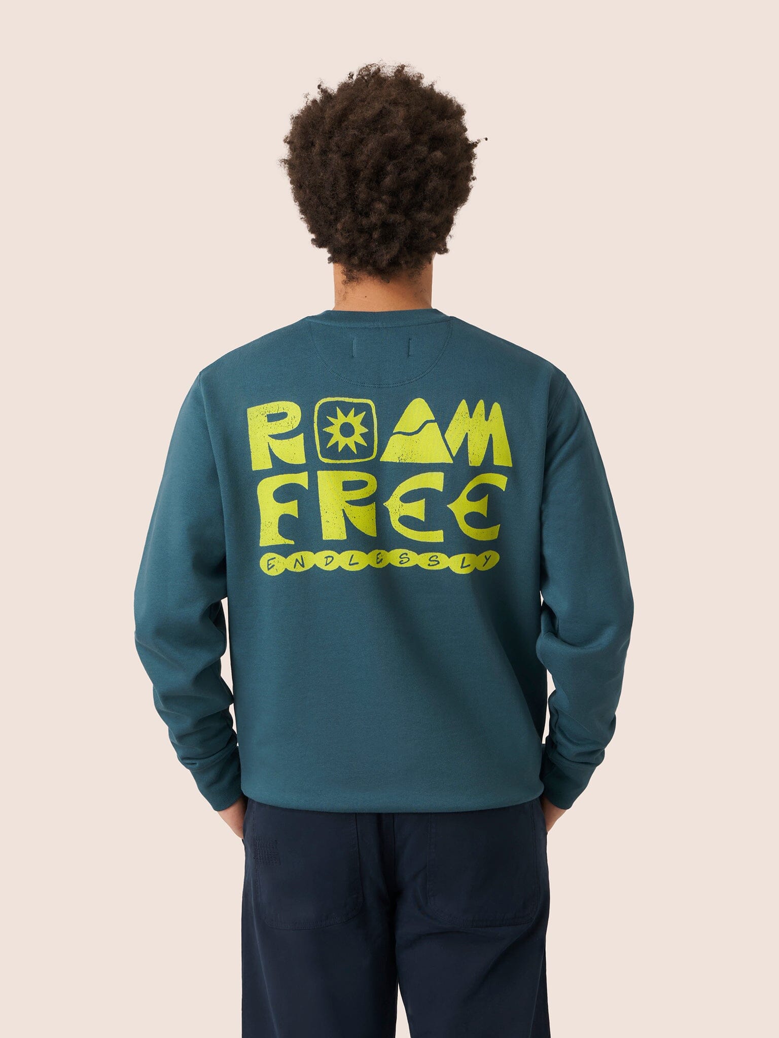 Milford Organic Cotton Roam Free Graphic Sweatshirt in Teal