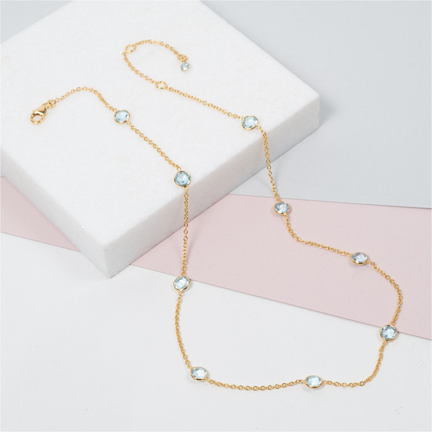 Antibes Blue Topaz and Gold Vermeil Necklace