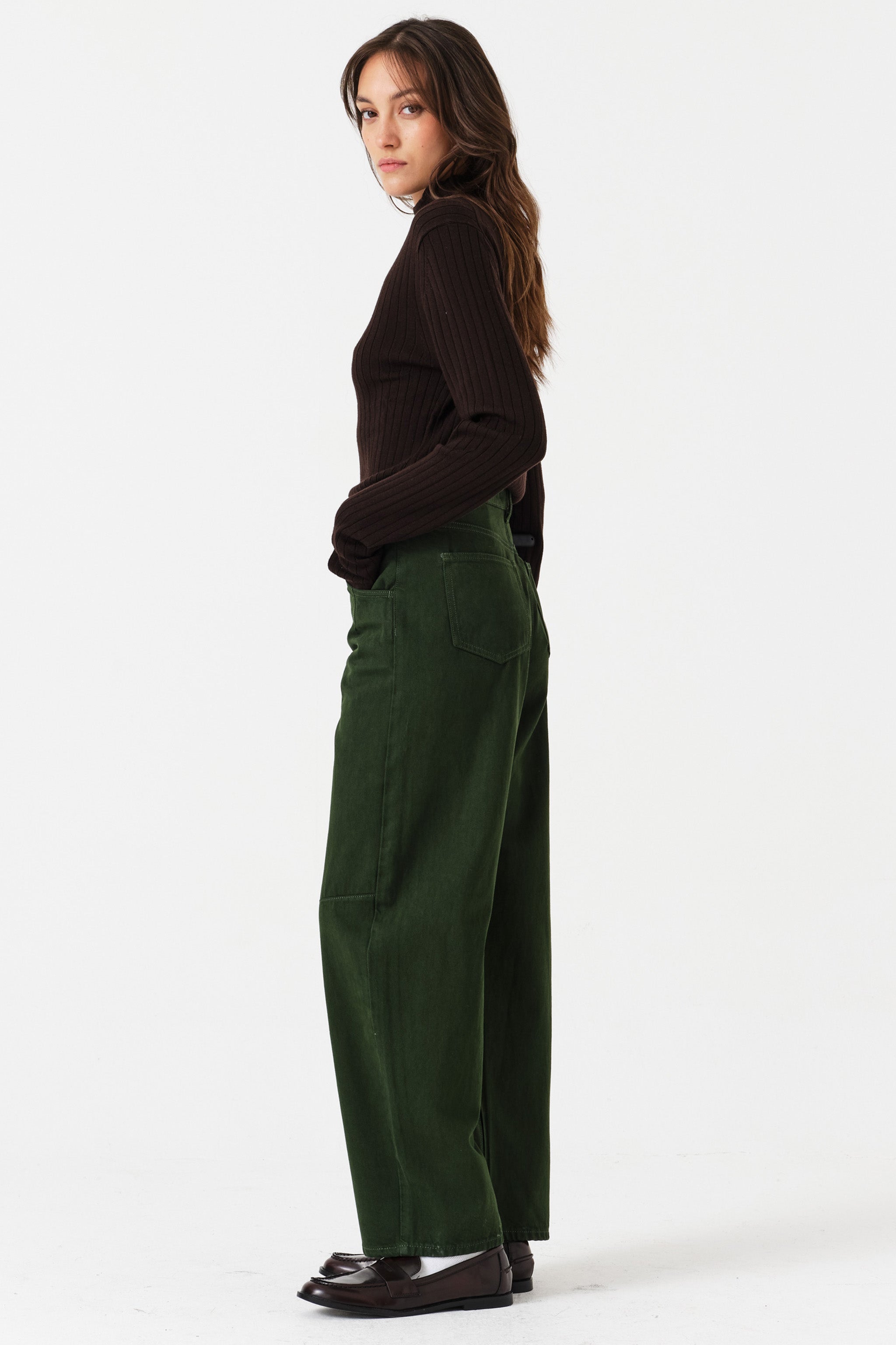 Nina Barrel Leg Jean in Dark Pine