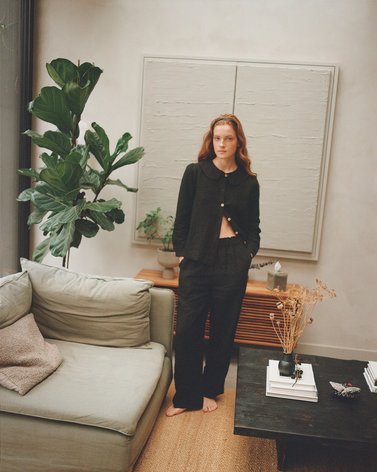 Claudine Linen Blouse - Black