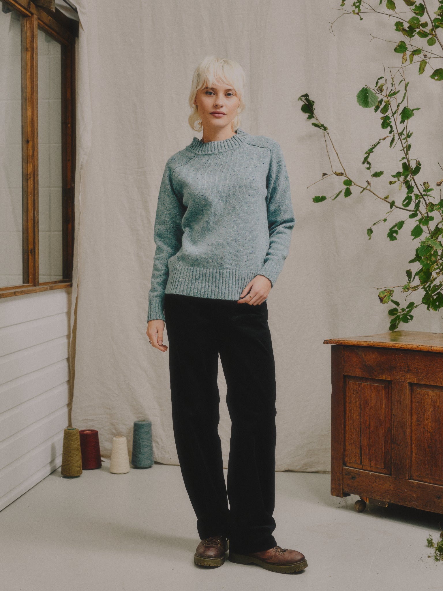 Donegal Merino Wool Sweater in Capri Blue