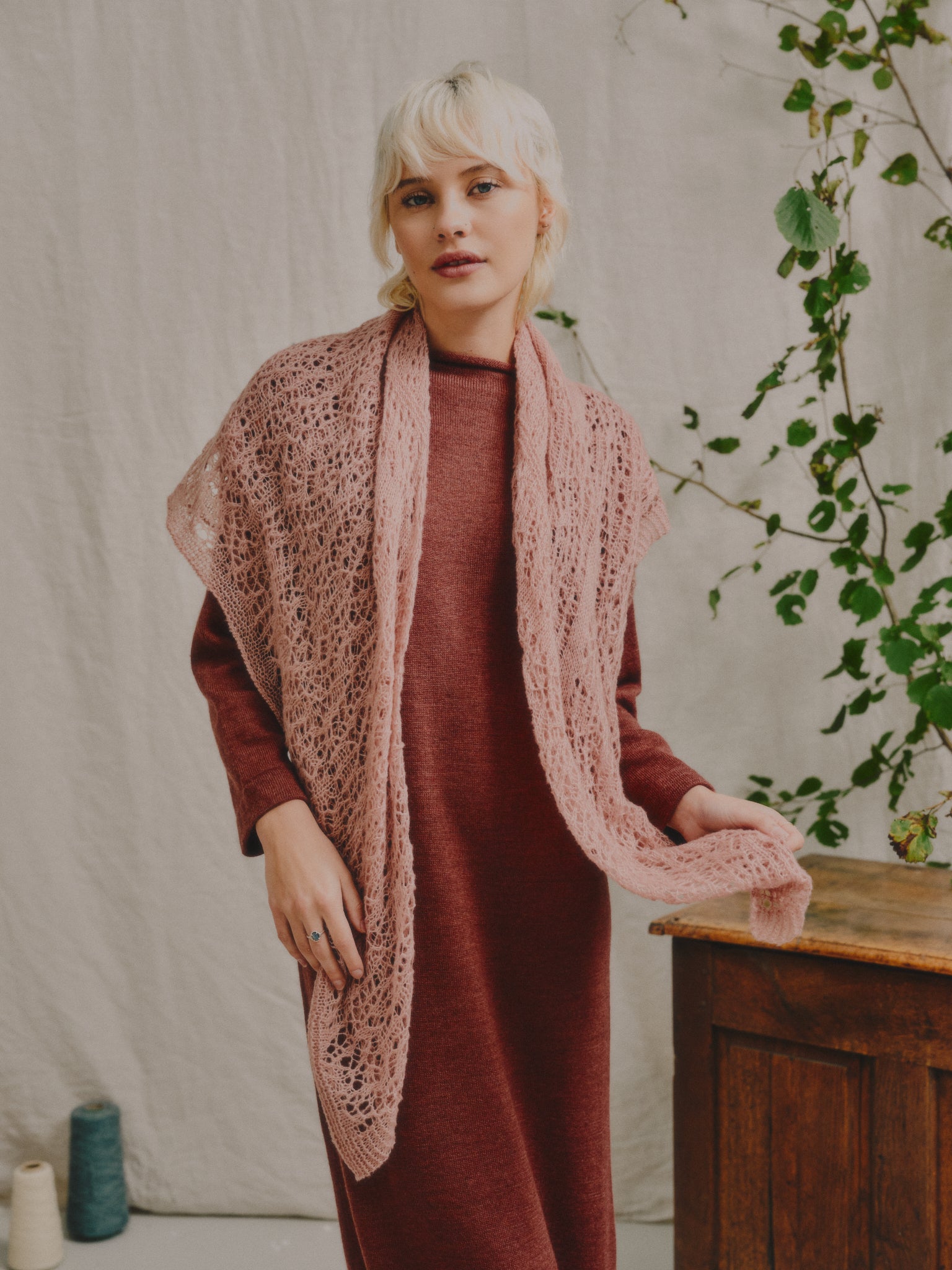 The Laura Merino Silk Cashmere Scarf in Blush