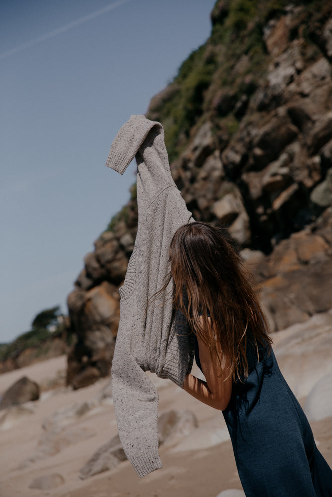 Donegal Merino Wool Sweater in Stone