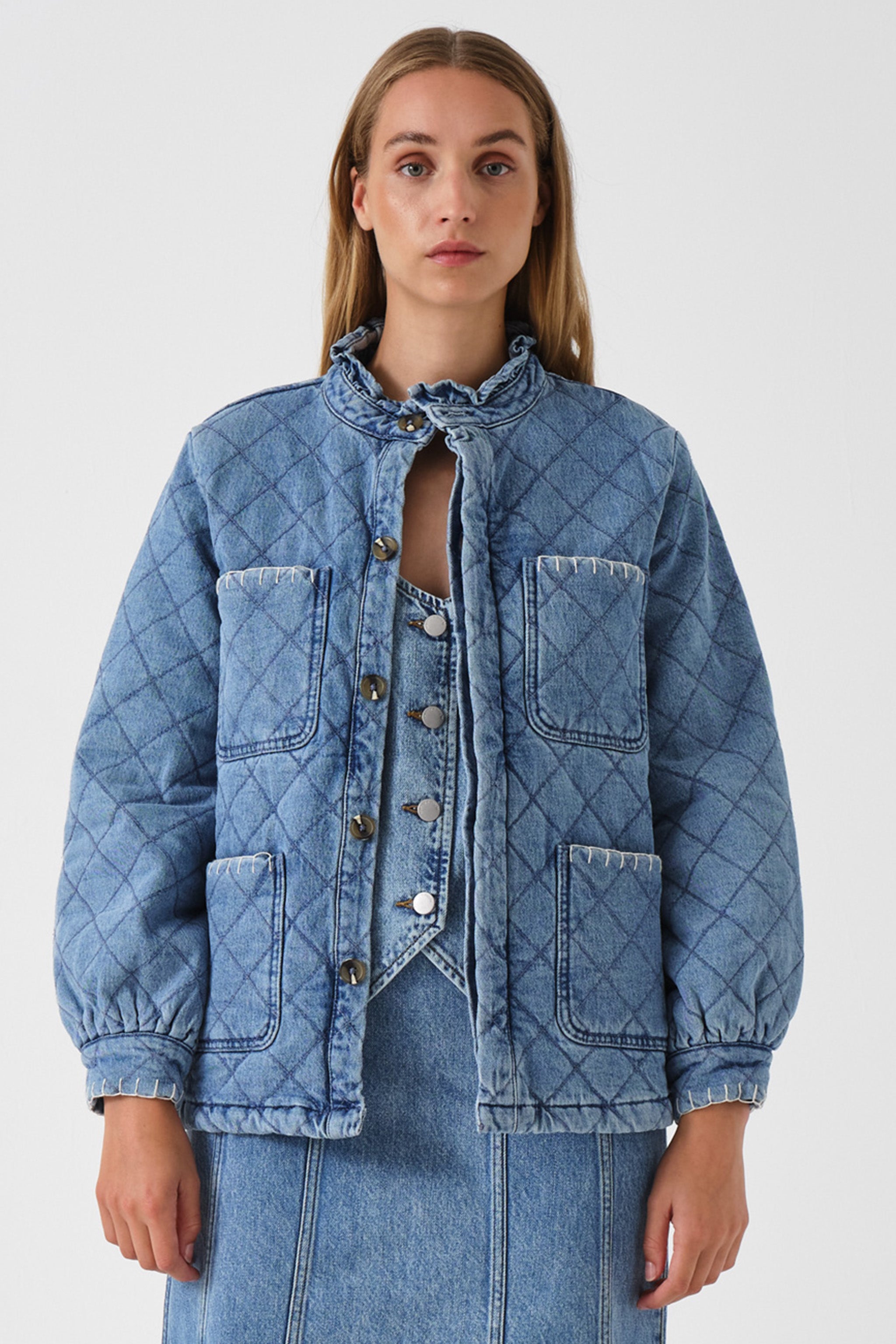 Pablo Quilted Denim Jacket in Rodeo
