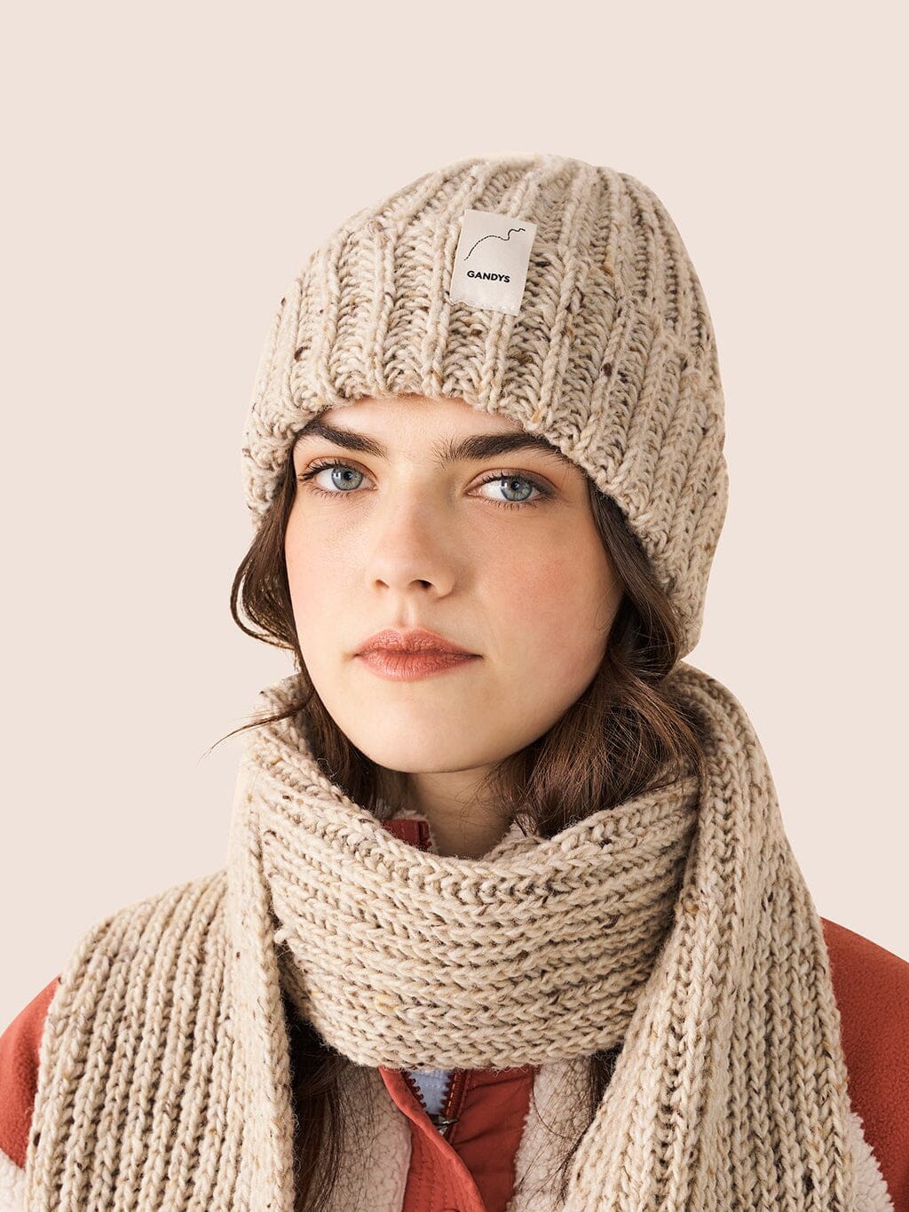 Skye Made in England Wool Beanie in Natural Slub