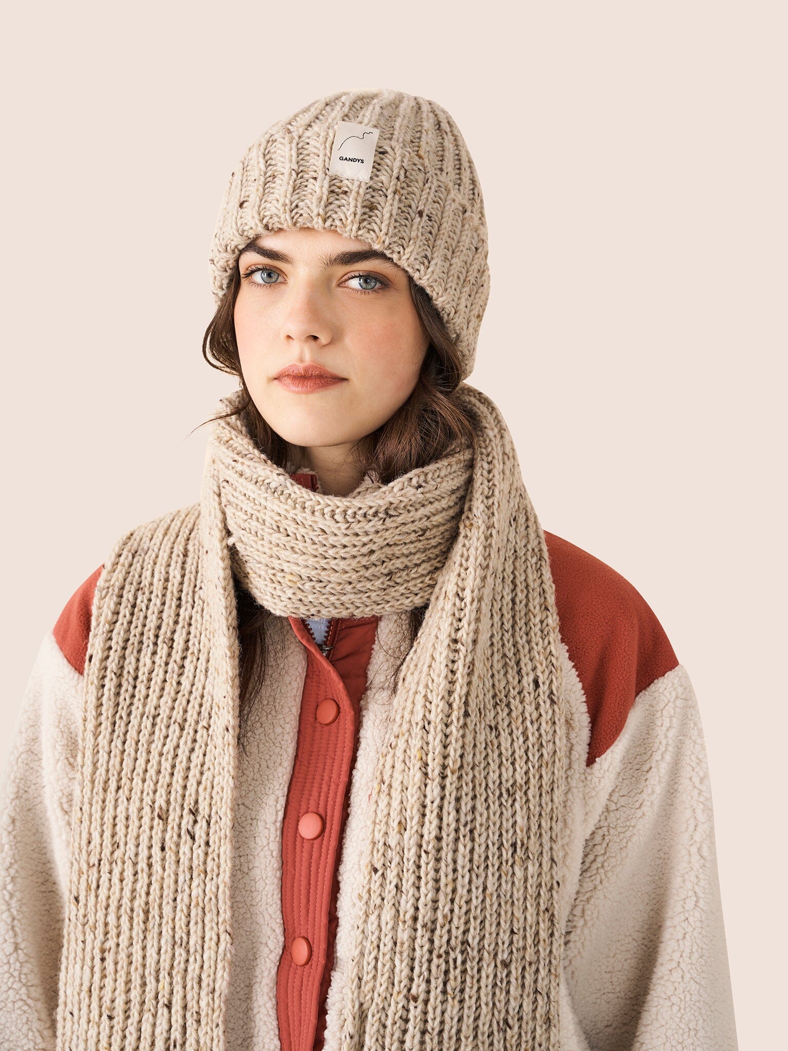 Tay Made in England Wool Scarf in Natural Slub