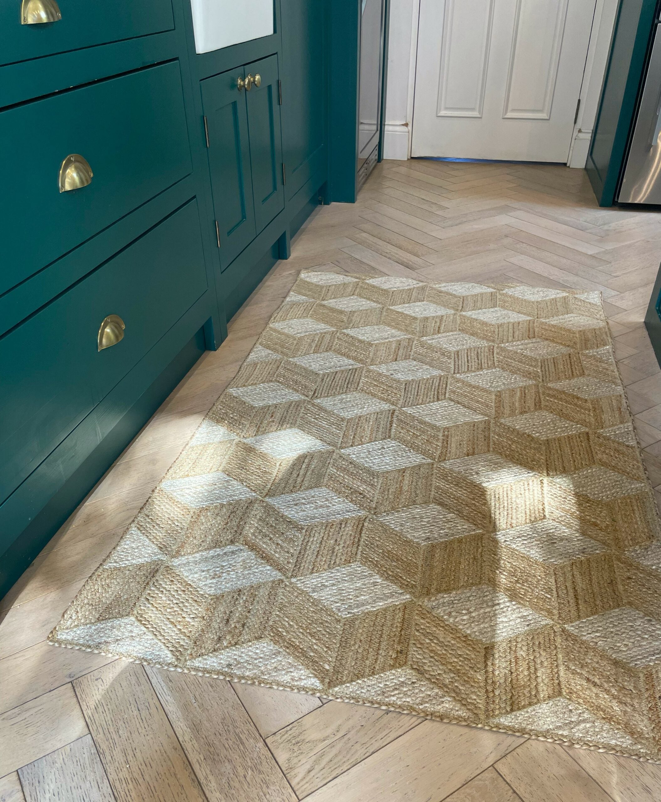 Natural Jute Tumbling Block Rug