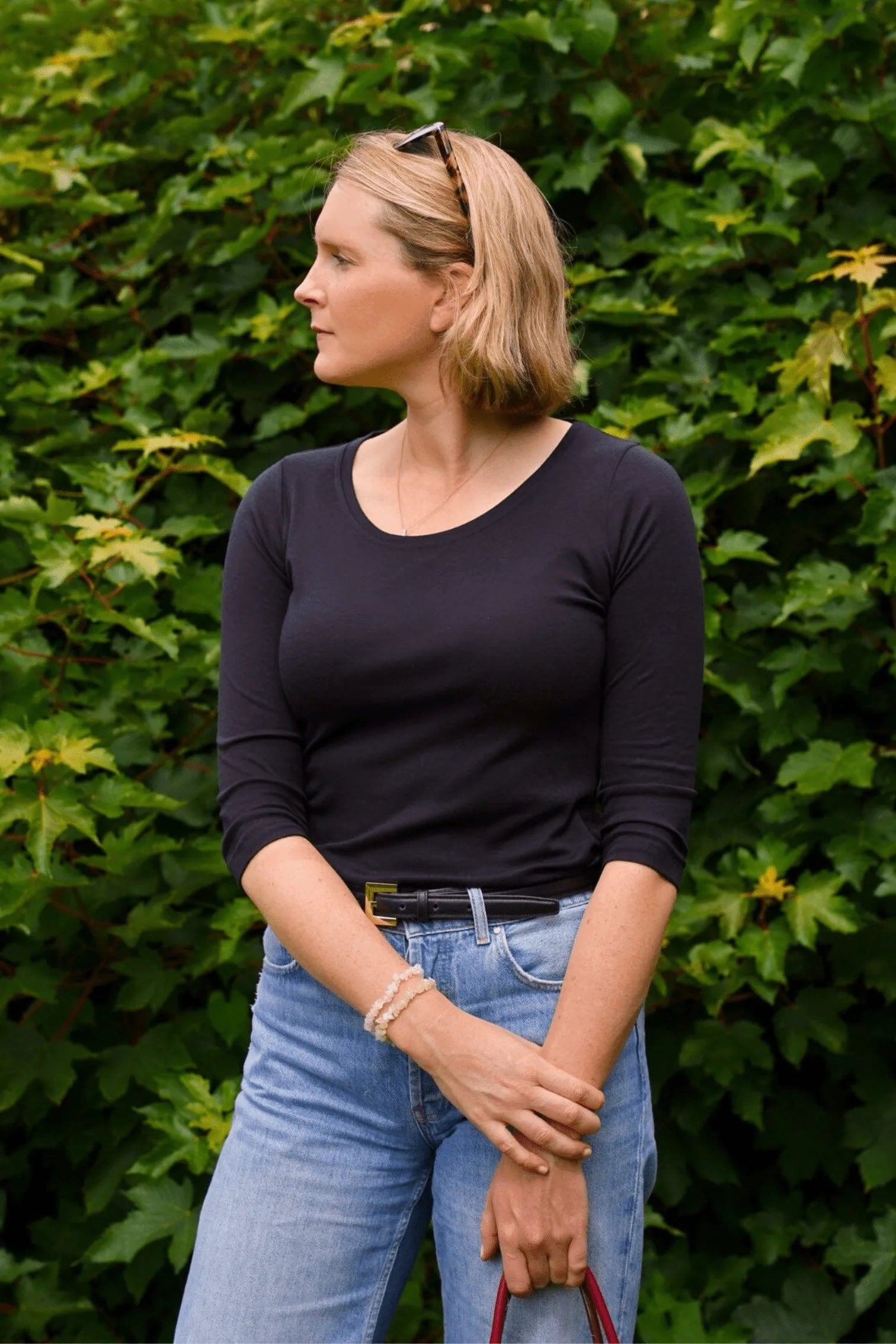 3/4 Sleeve Scoop Neck Cotton Modal Blend T-Shirt