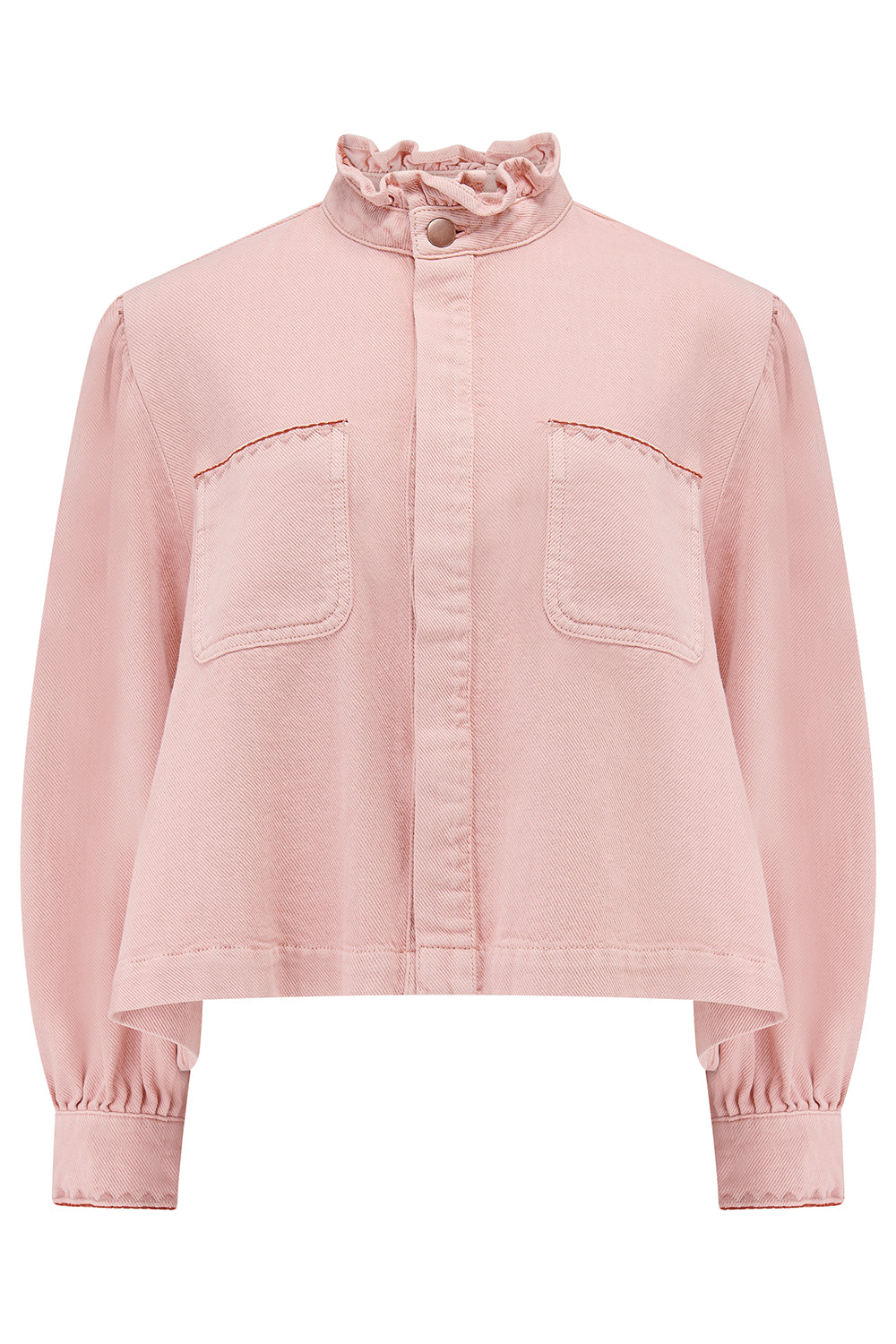 Ziggy Cropped Denim Jacket in Peony Pink