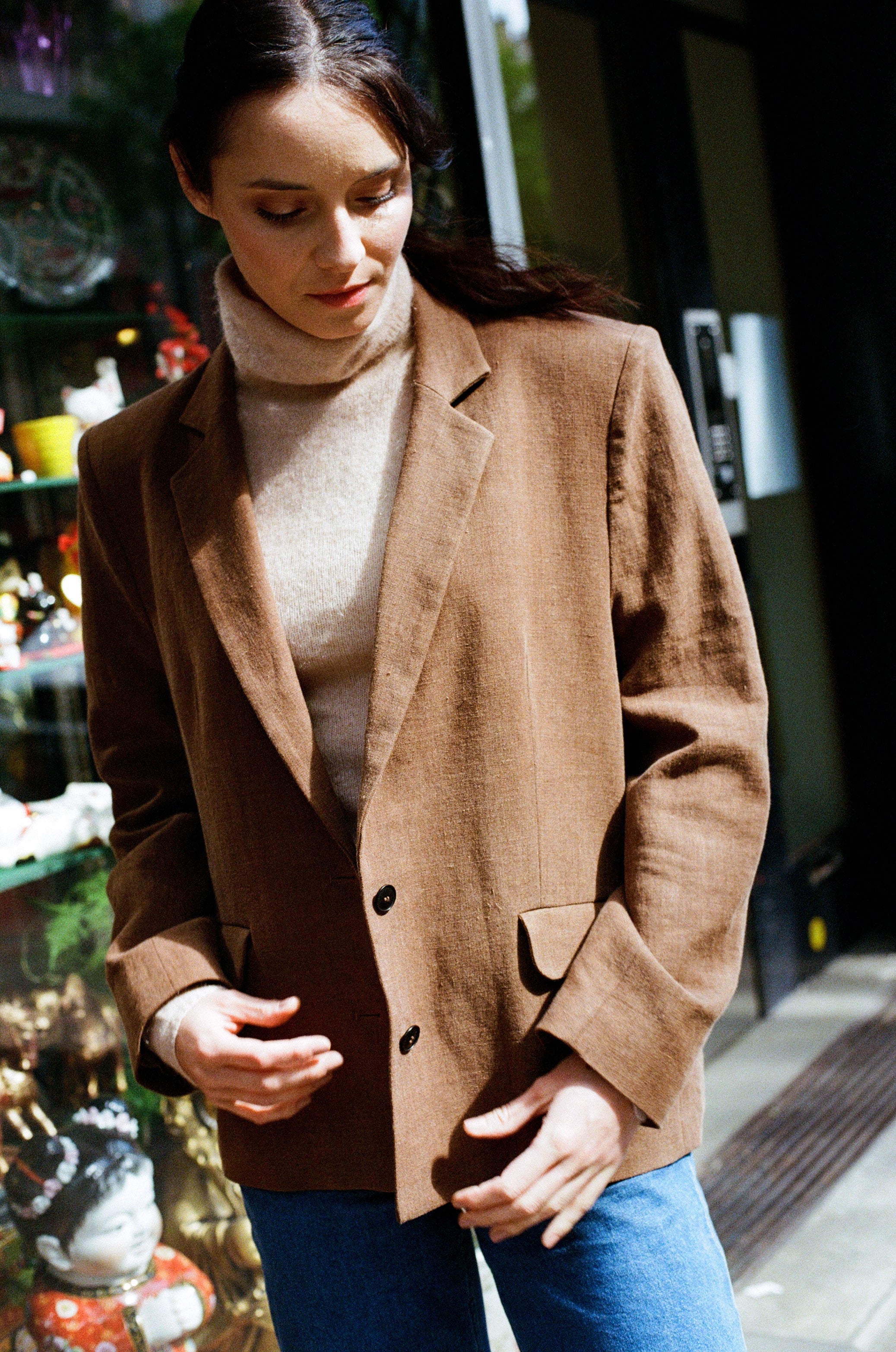 Maeve Linen Wool Blazer  - Chocolate
