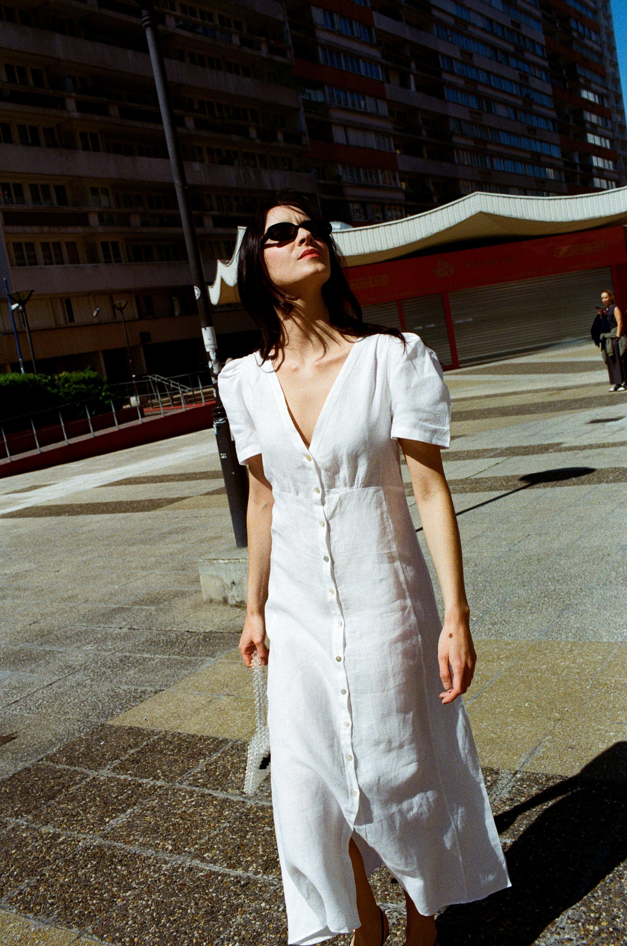Daisy Linen Dress  - White