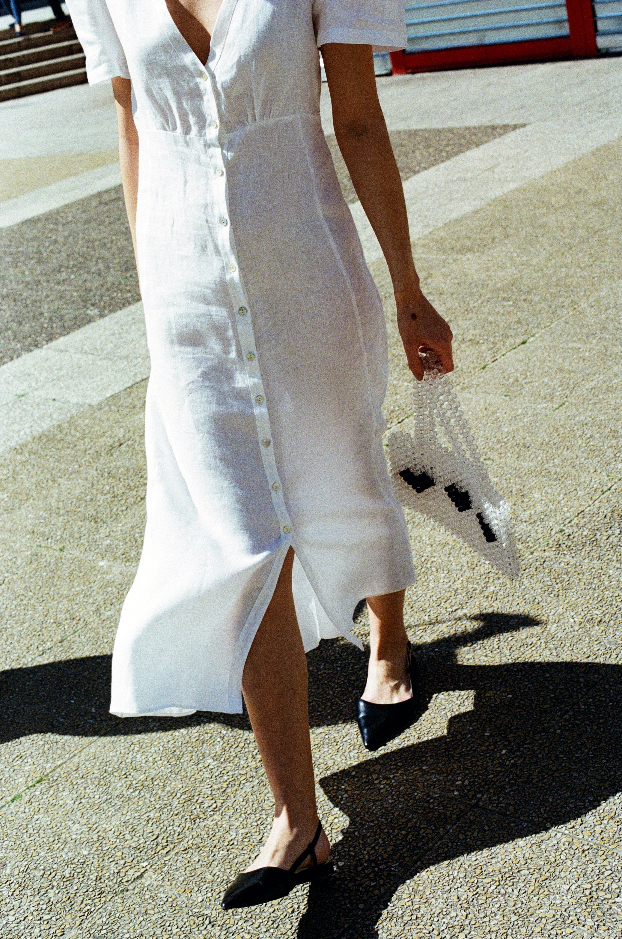 Daisy Linen Dress  - White