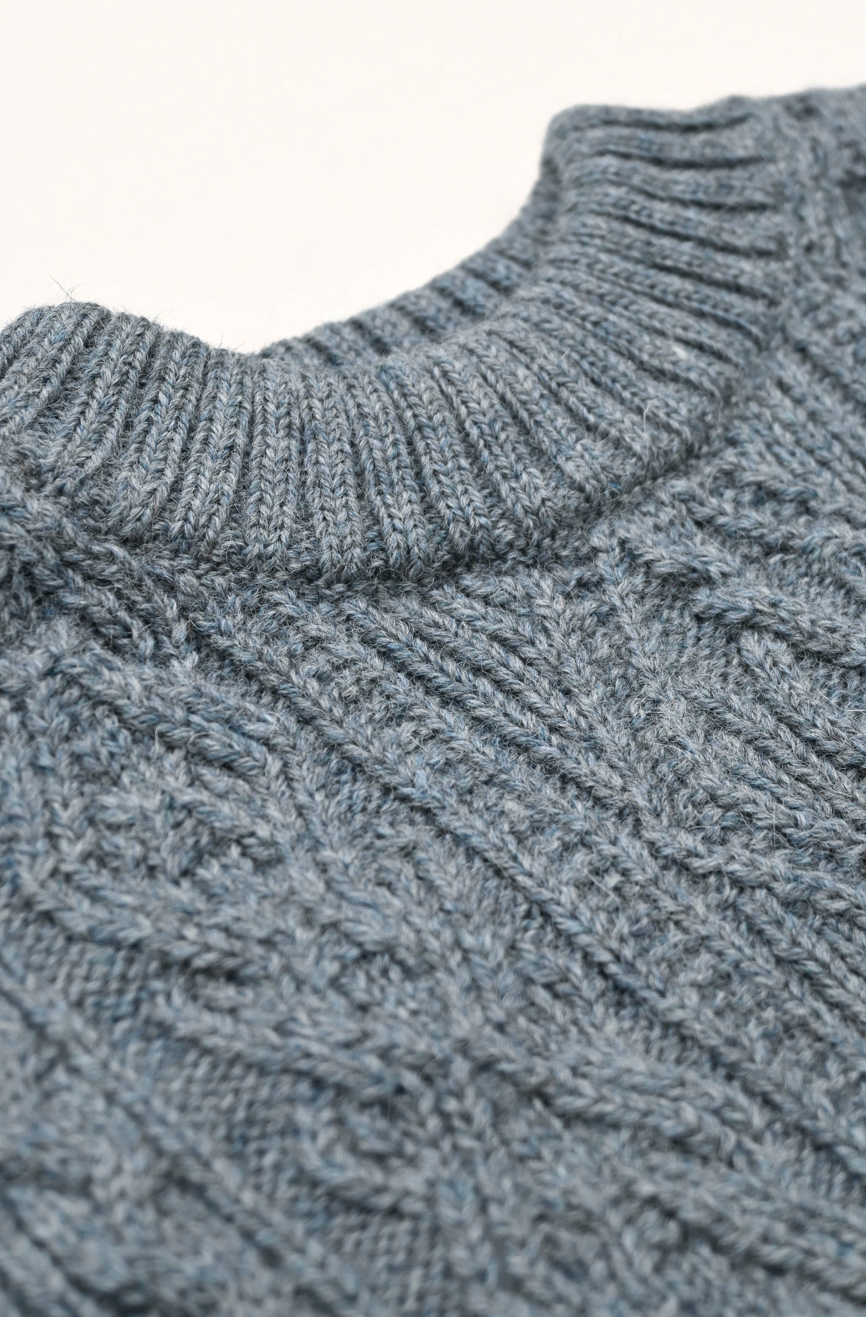 The Freyja British Wool Cable Sweater in Slate Blue