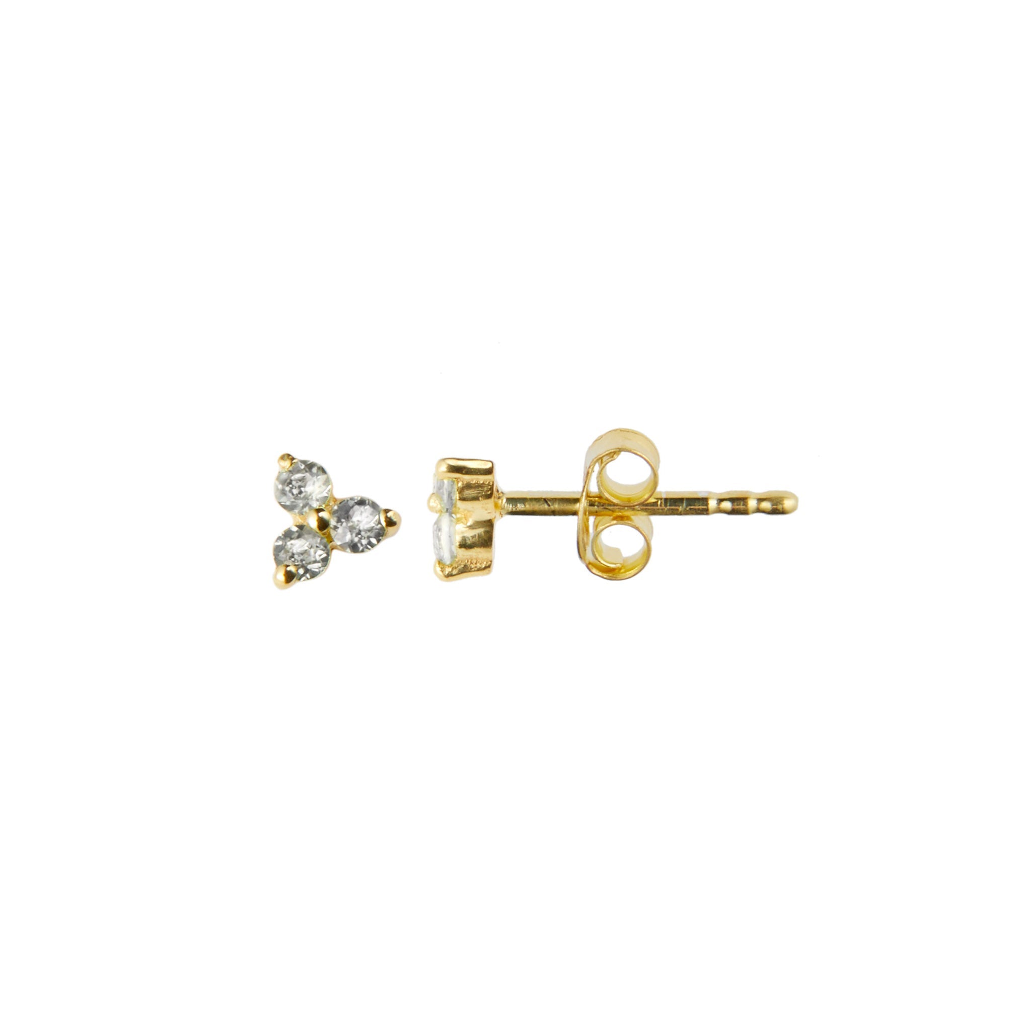 Clover Stud in Gold with Zirconia