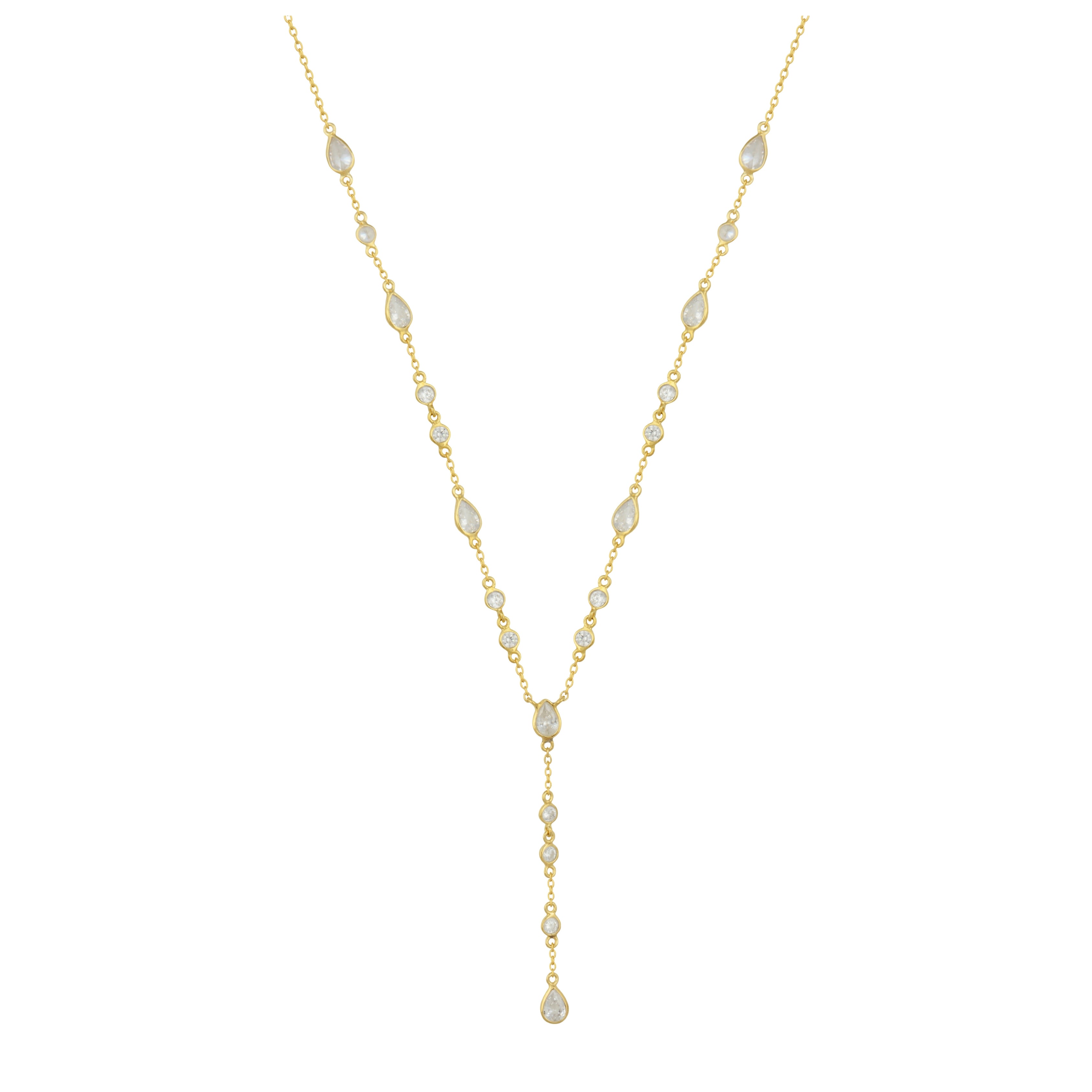 The Y Drop Necklace in Zirconia