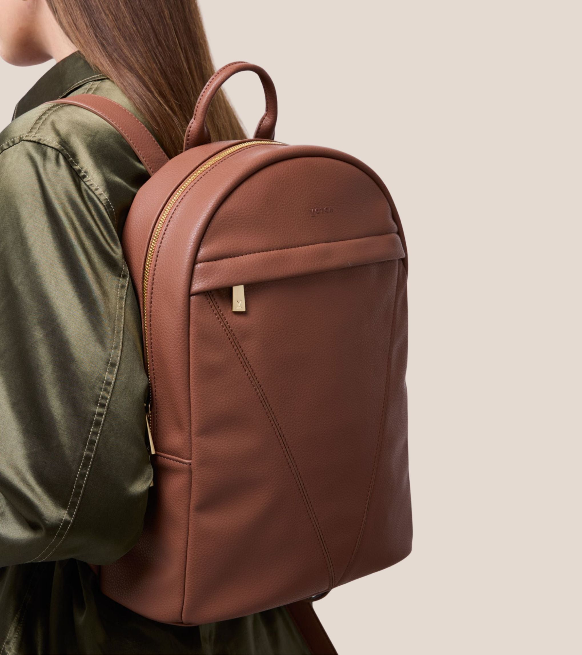 Laurie Vegan Bio-Based Bamboo Leather Backpack in Brown
