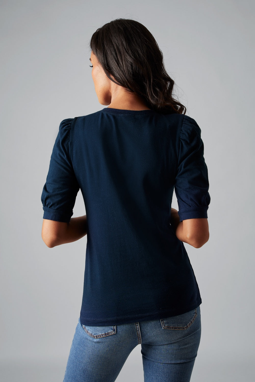 MEGAN-CREW NECK SHORT PUFF SLEEVE SLIM FIT T-SHIRT
