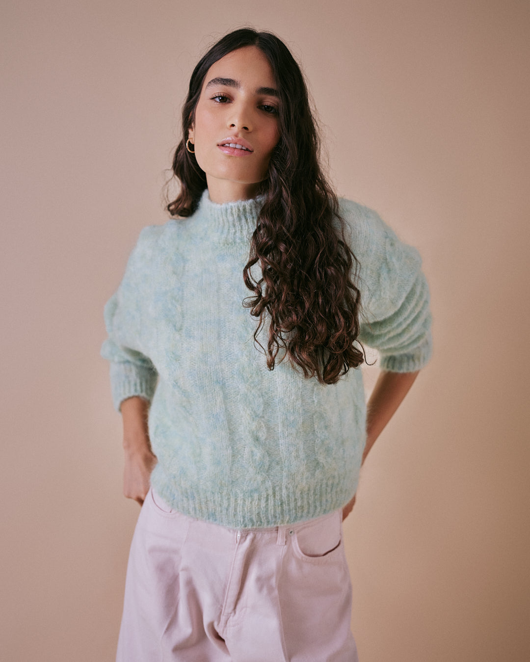 Hari High Neck Italian Cable Jumper