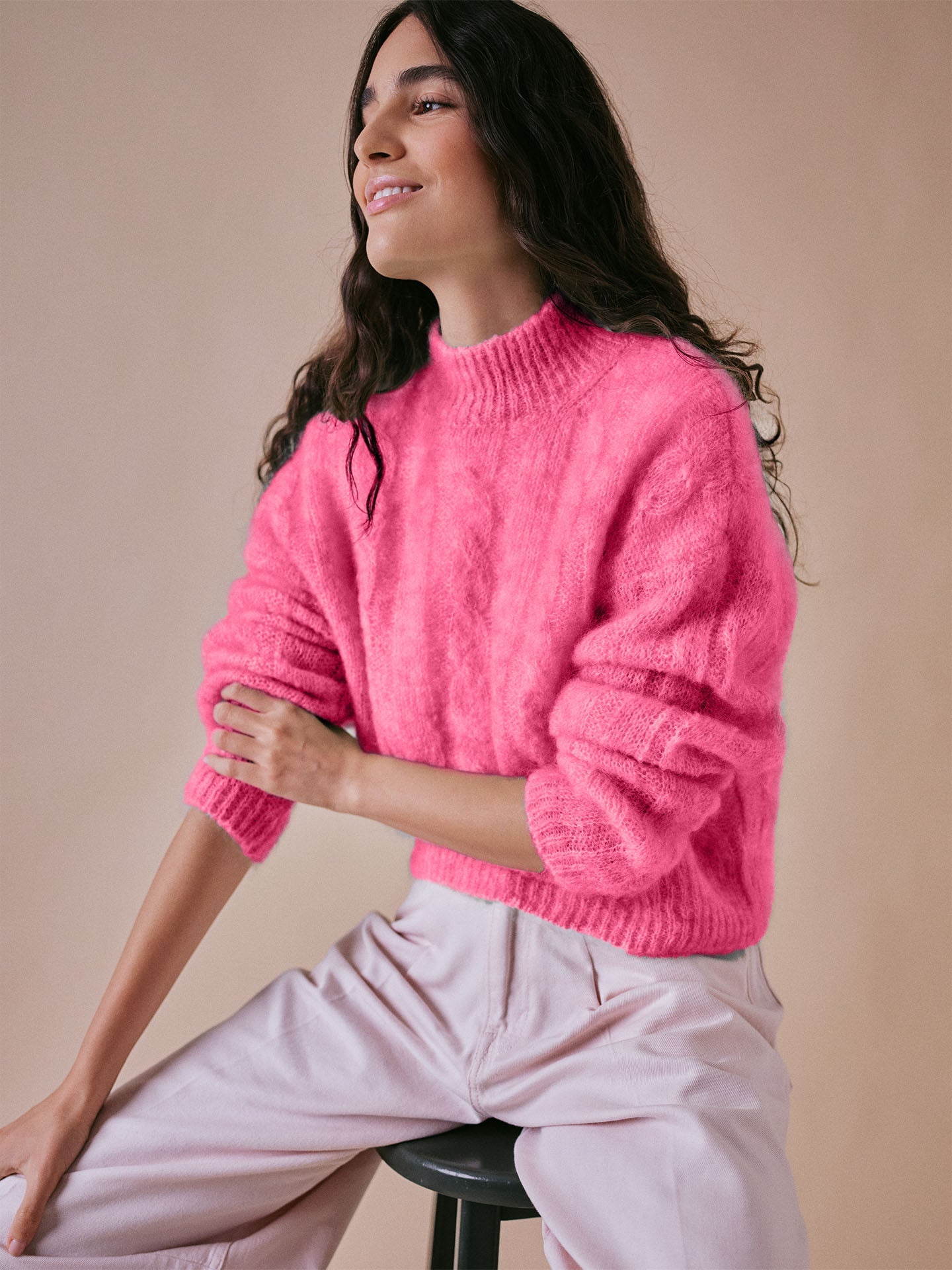 Hari High Neck Italian Cable Jumper