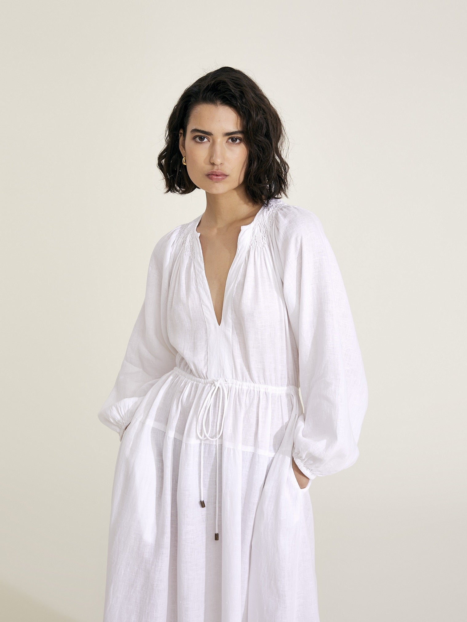 Victorine - White Linen Dress