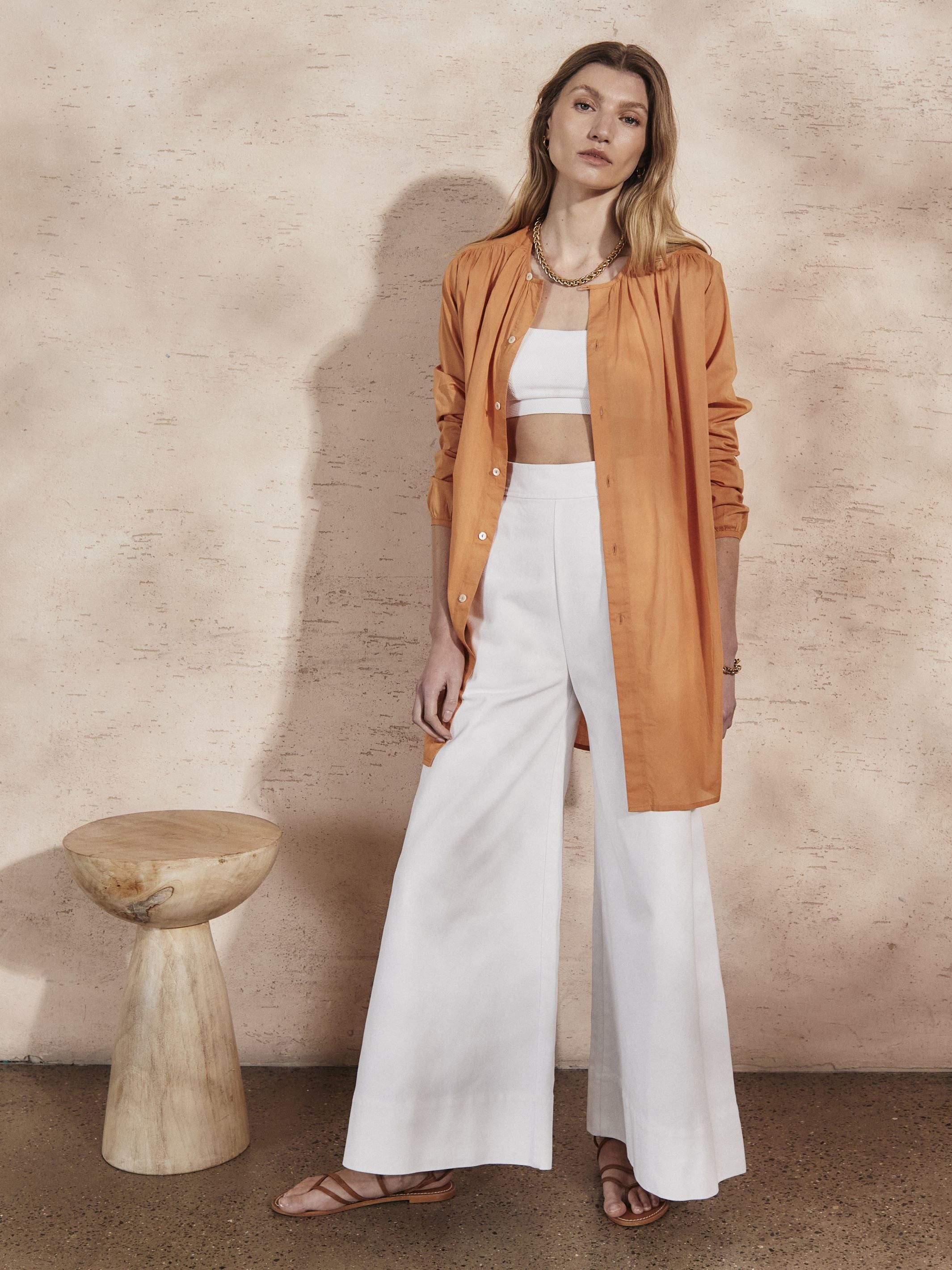 GRETA - White Cotton Drill Trousers