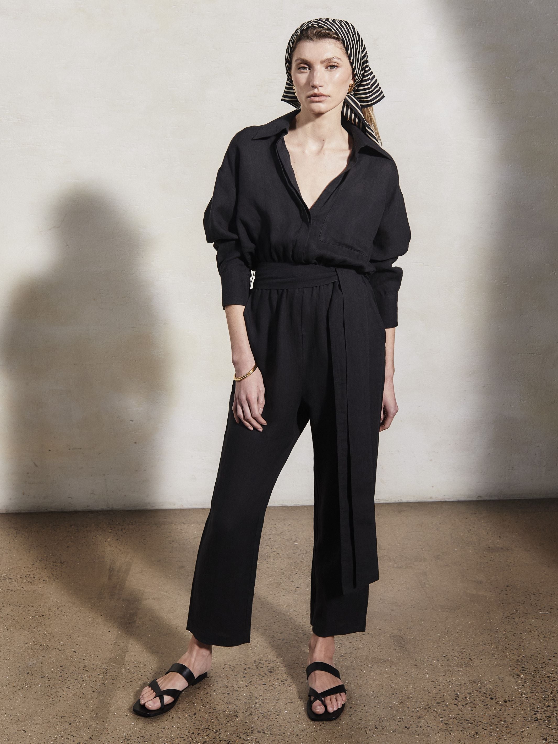 HEPBURN - Caviar Linen Boiler Suit
