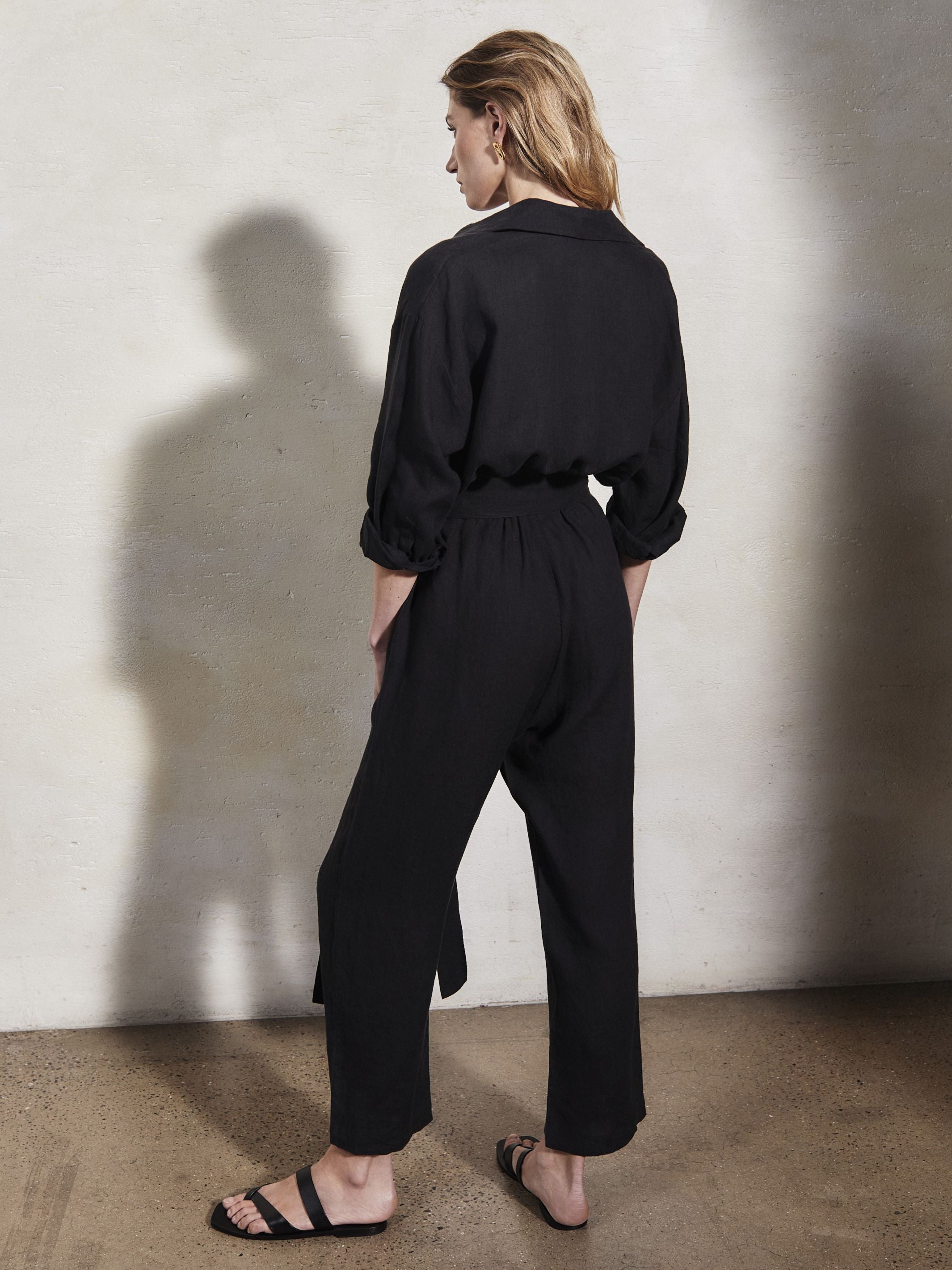 HEPBURN - Caviar Linen Boiler Suit