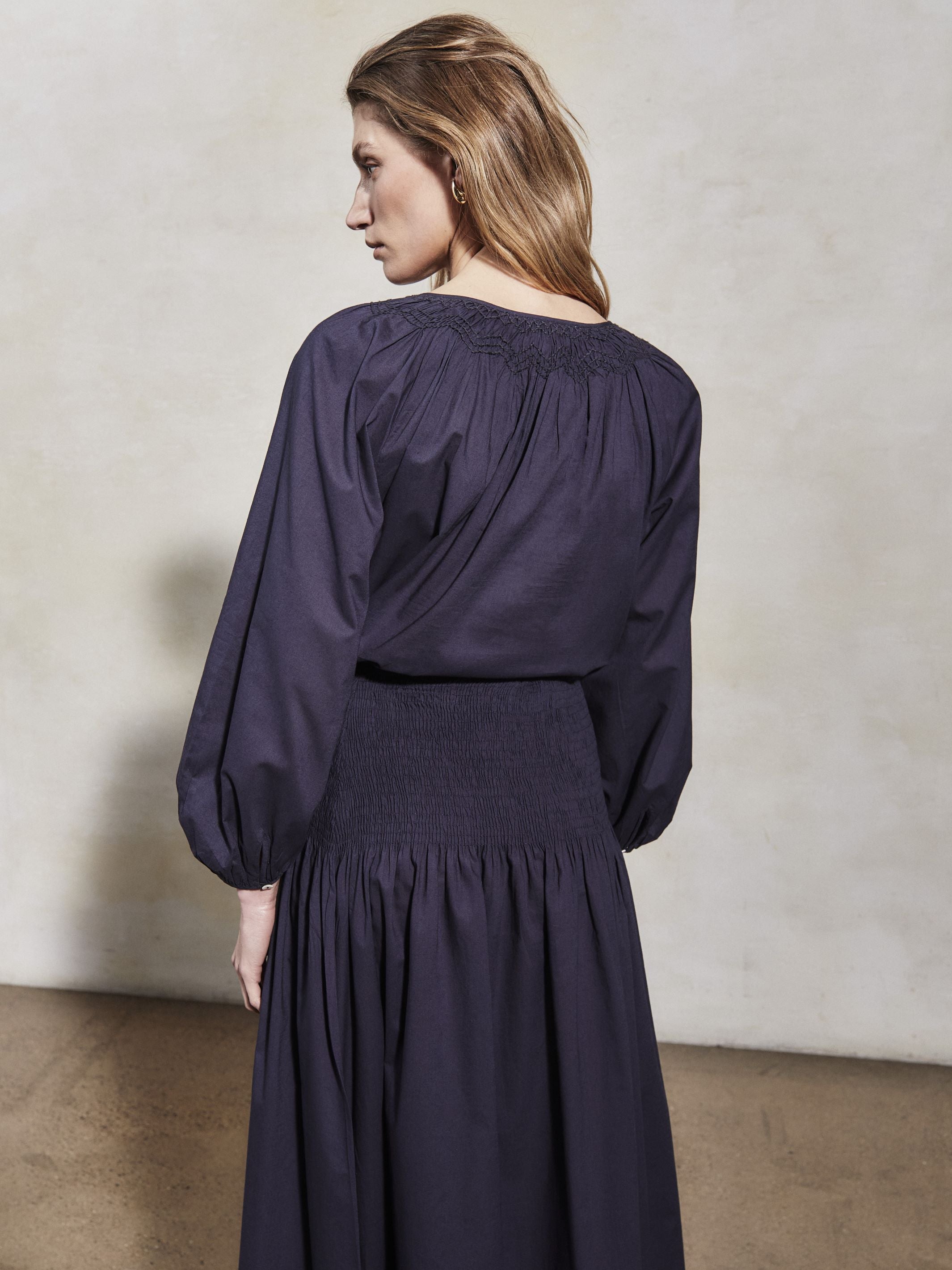 ELIZABETH - Midnight Cotton Blouse