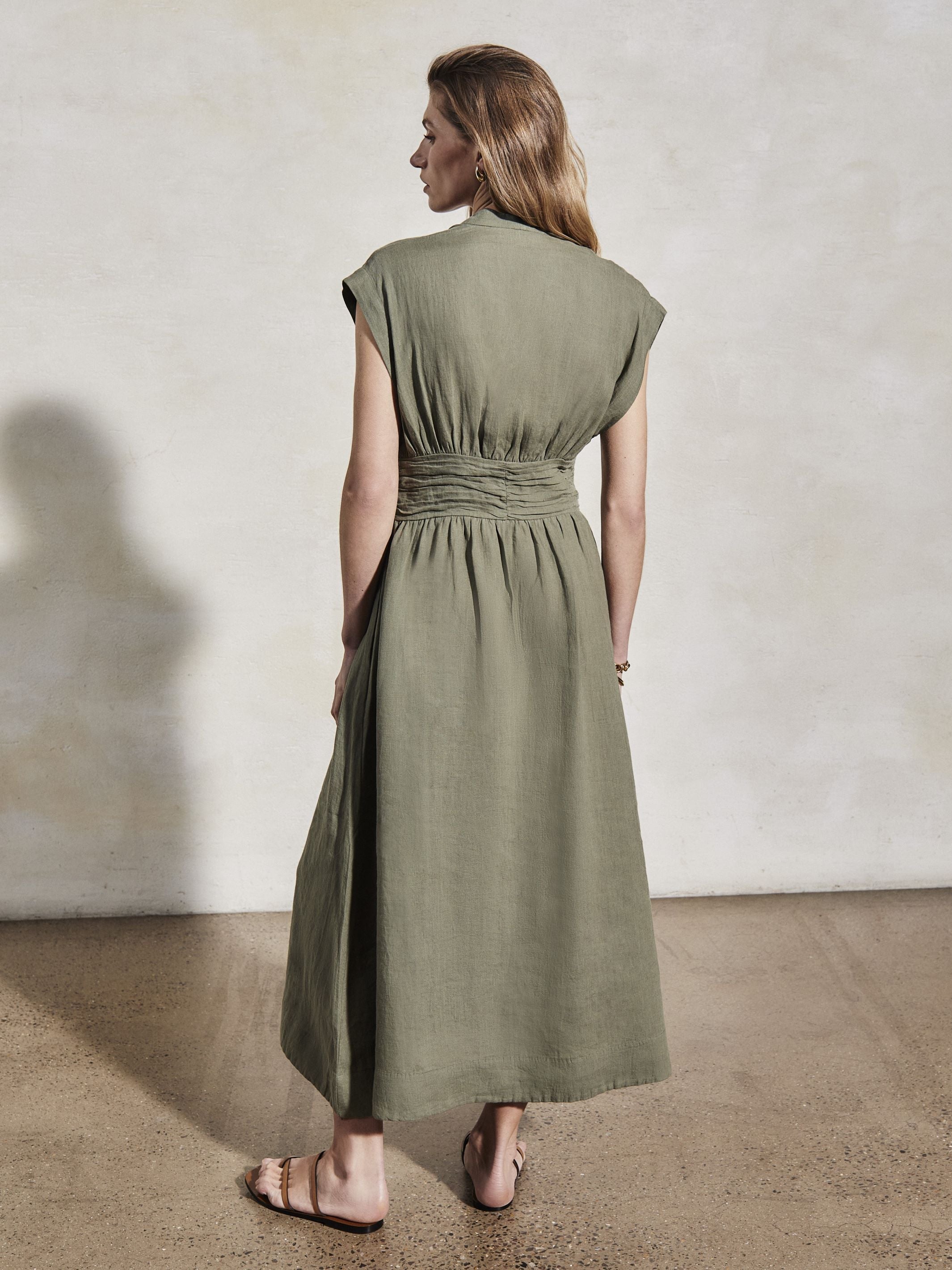 GEORGIA - Moss Linen Dress