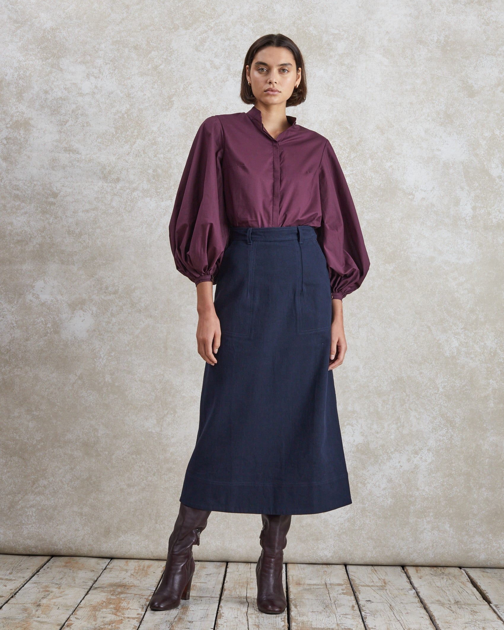 Maia - Bordeaux Poplin Blouse