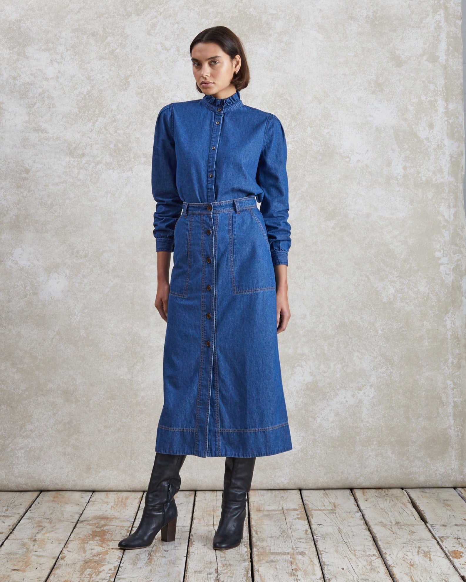 Mabel - Mid-Blue Denim Skirt
