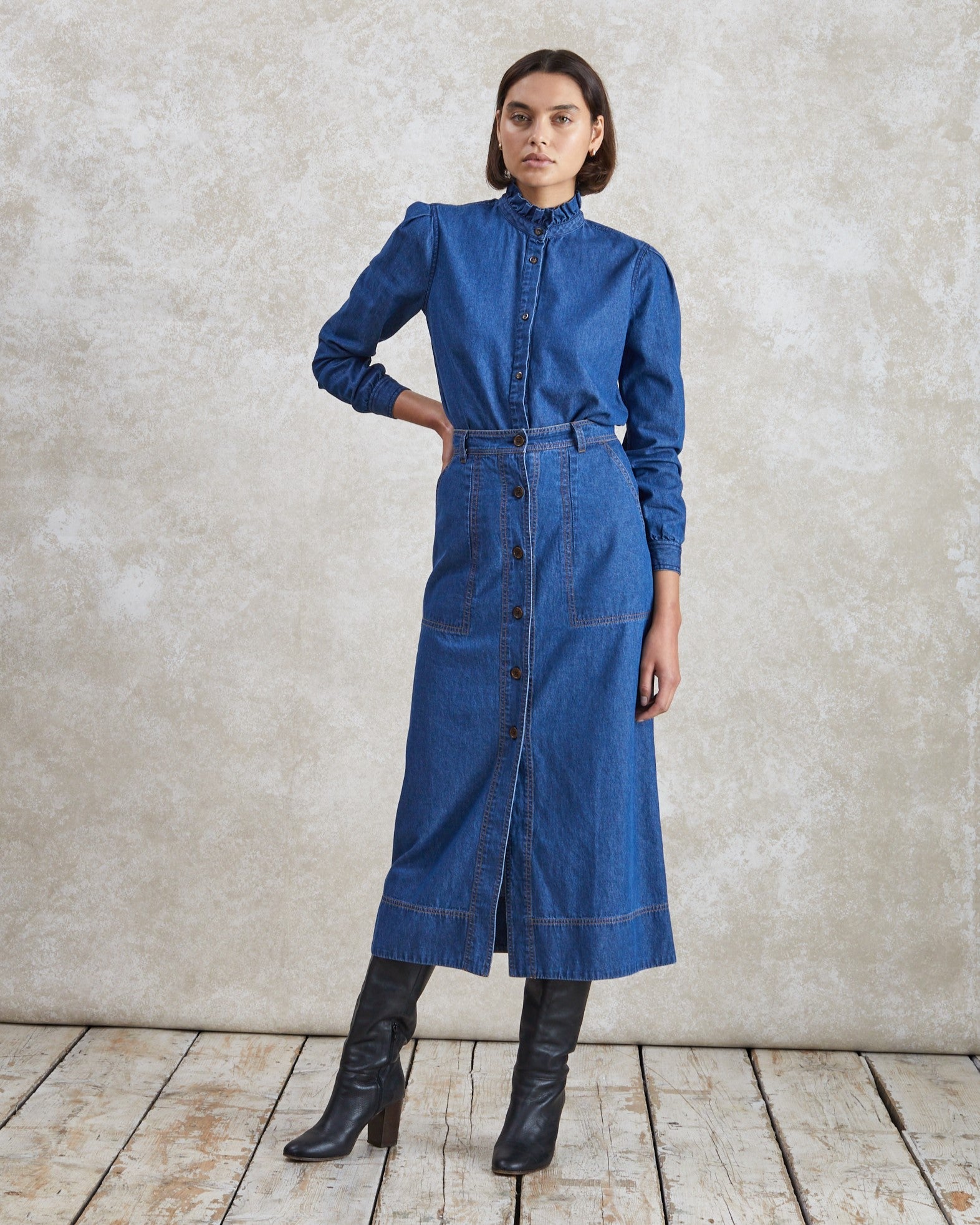 Mabel - Mid-Blue Denim Skirt
