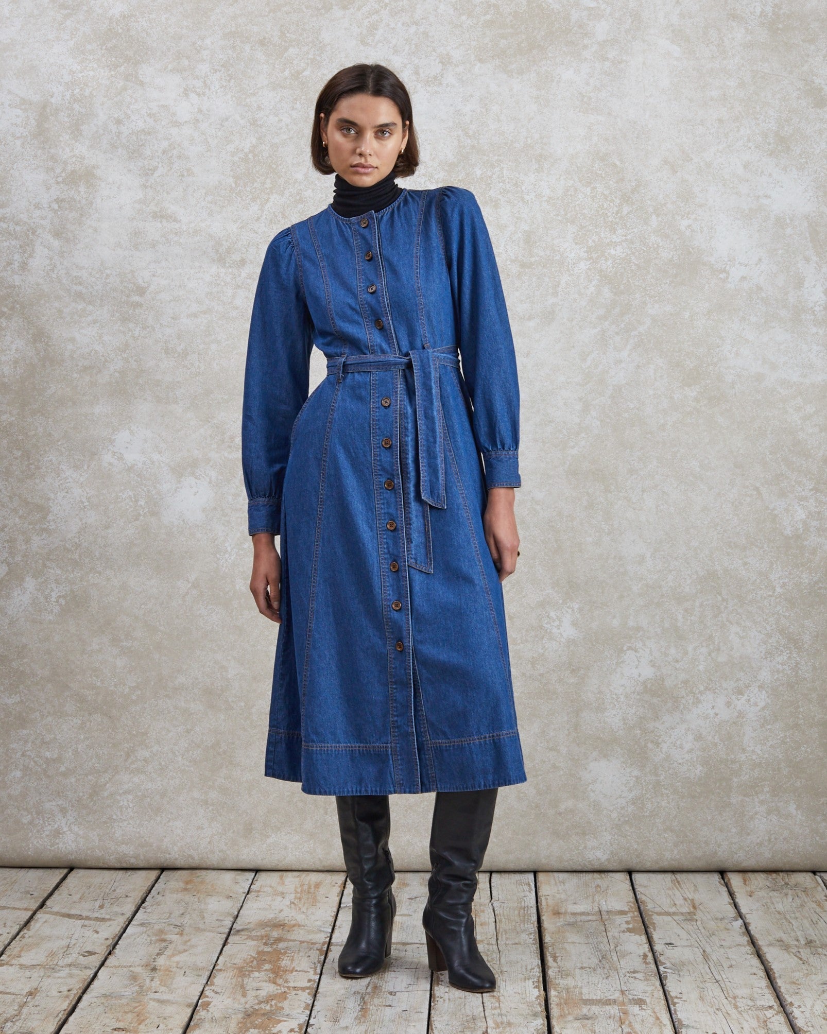 Alice- Mid-Blue Denim Dress