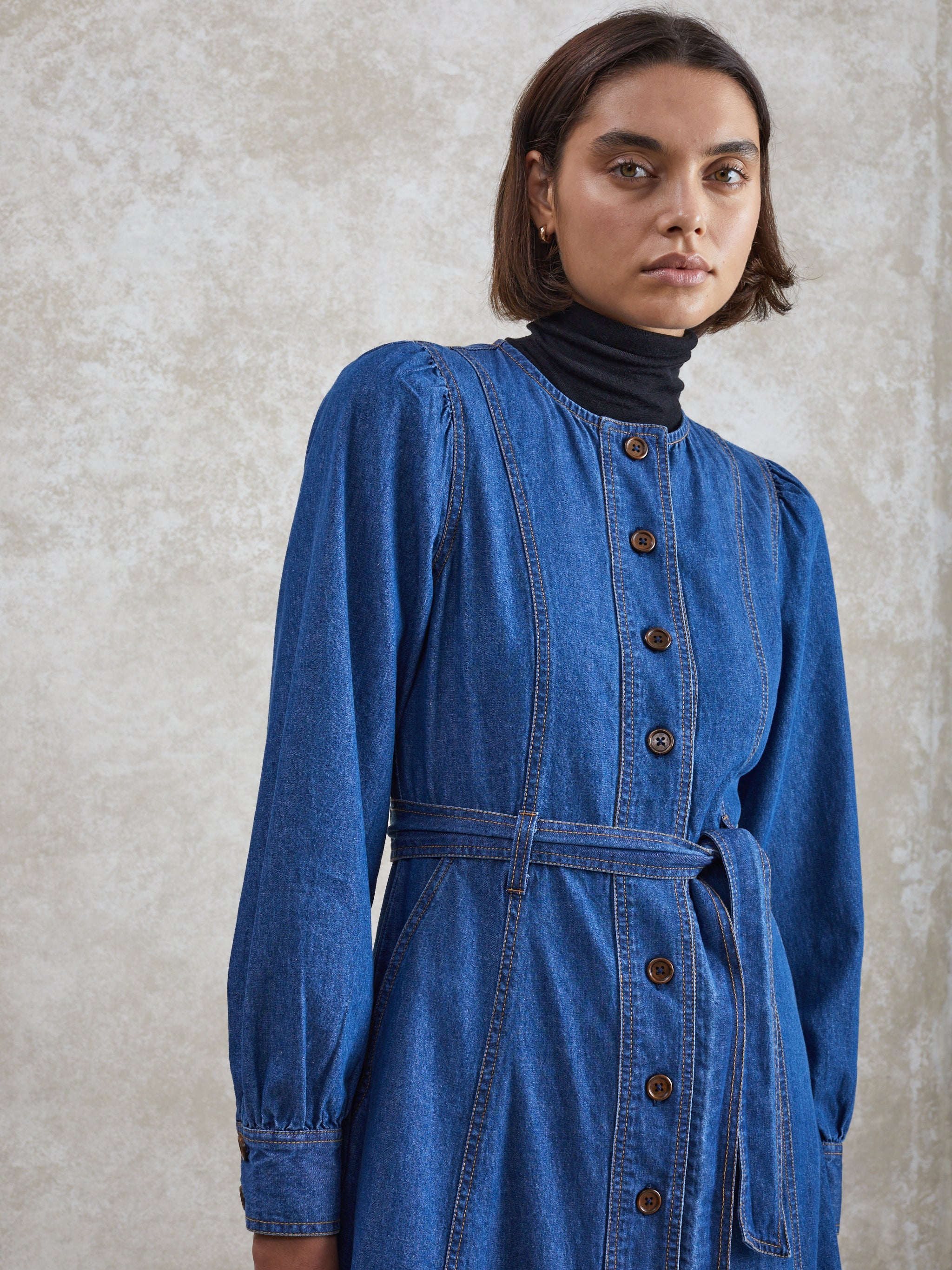 Alice- Mid-Blue Denim Dress