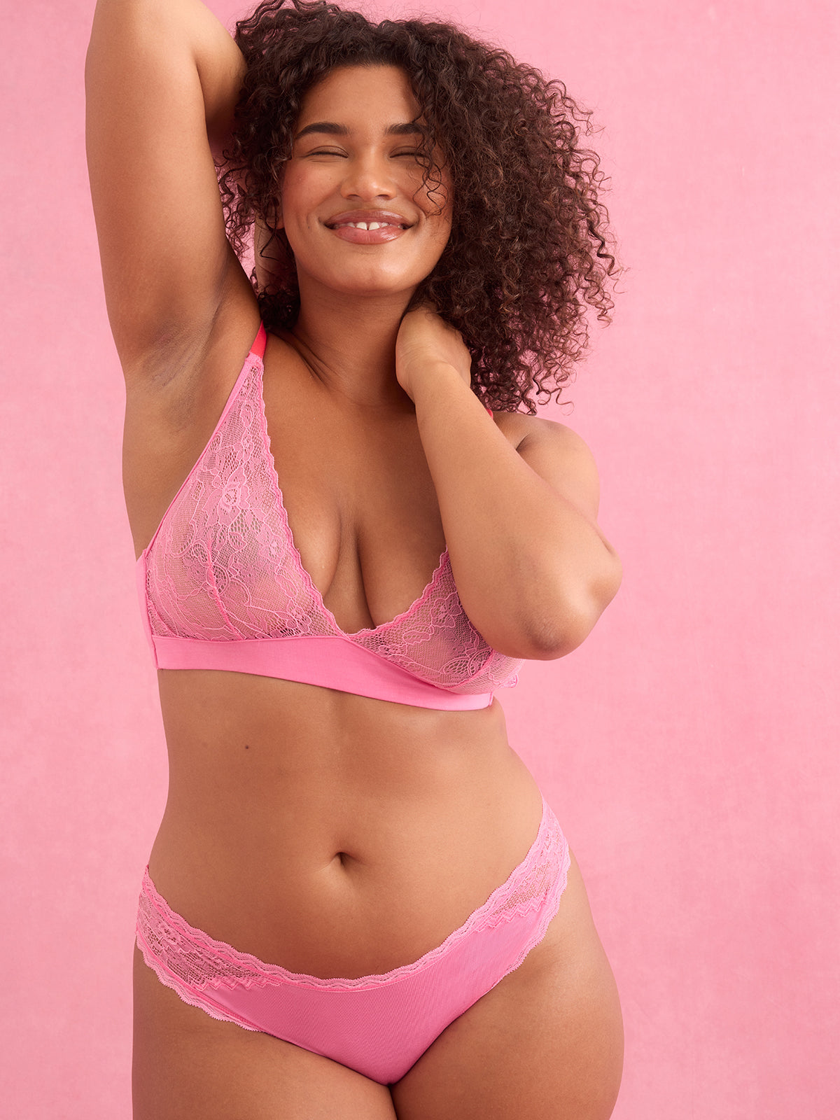 Eco Lace Triangle Bra - Pink Cosmos & Hibiscus