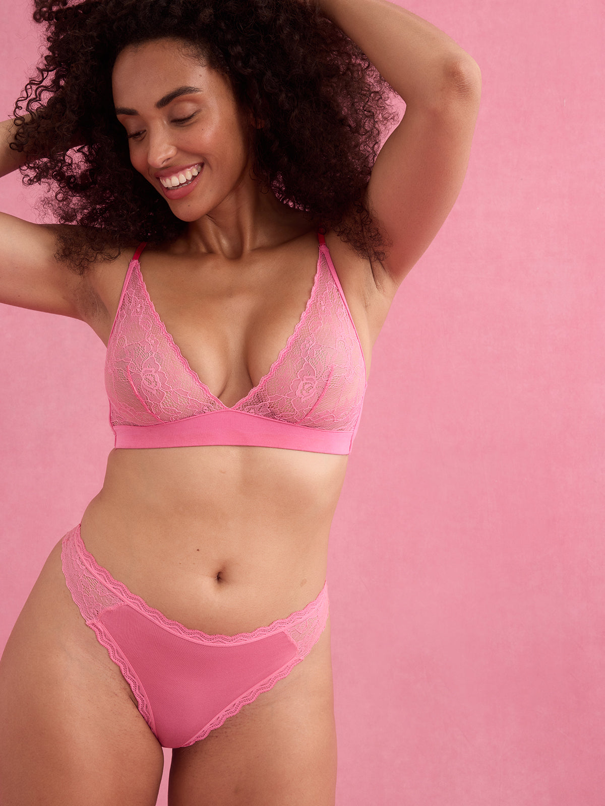 Eco Lace Thong - Pink Cosmos