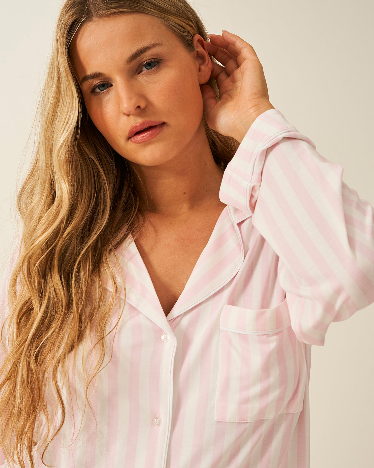 Long Pyjama Set - Pale Pink Stripe