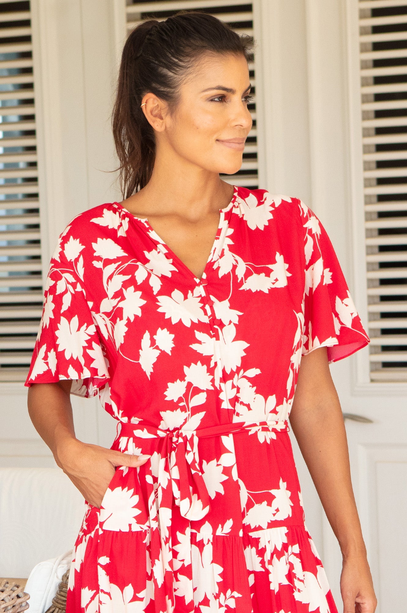 Emily EcoVero™ Dress | Red/Cream