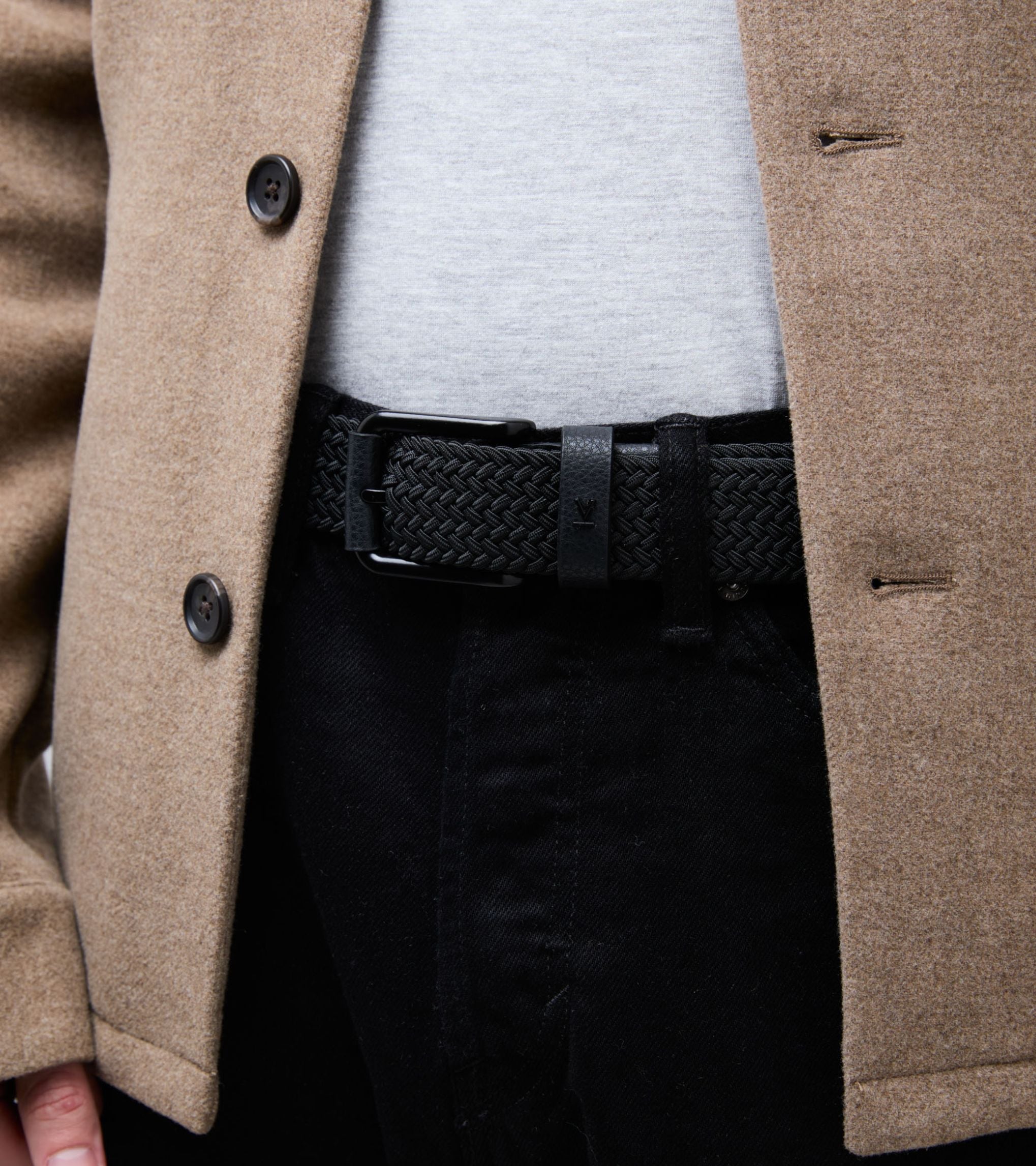 Seb Vegan Bio-Based Bamboo Braided Belt in Black