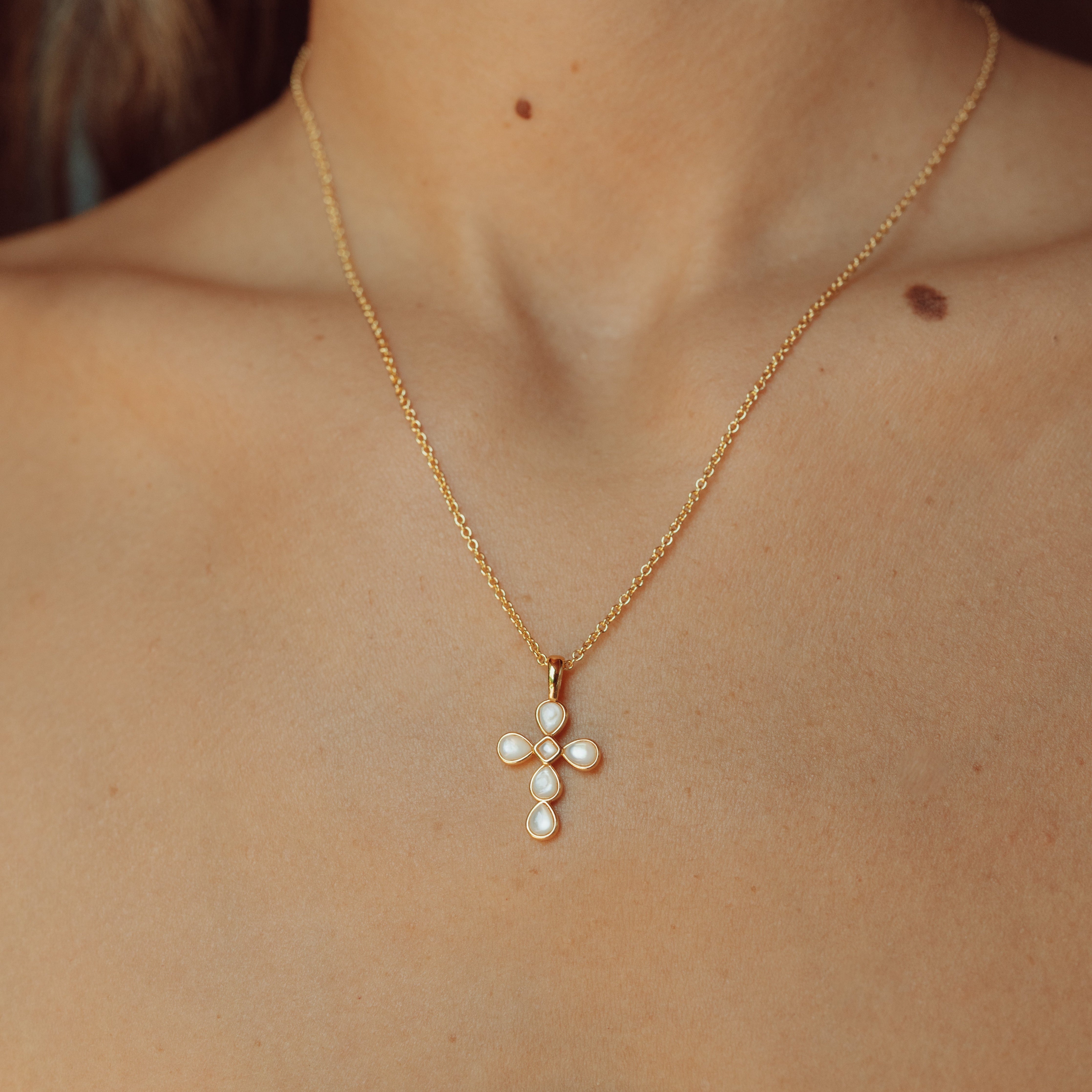 Mother of Pearl Cross Charm Pendant