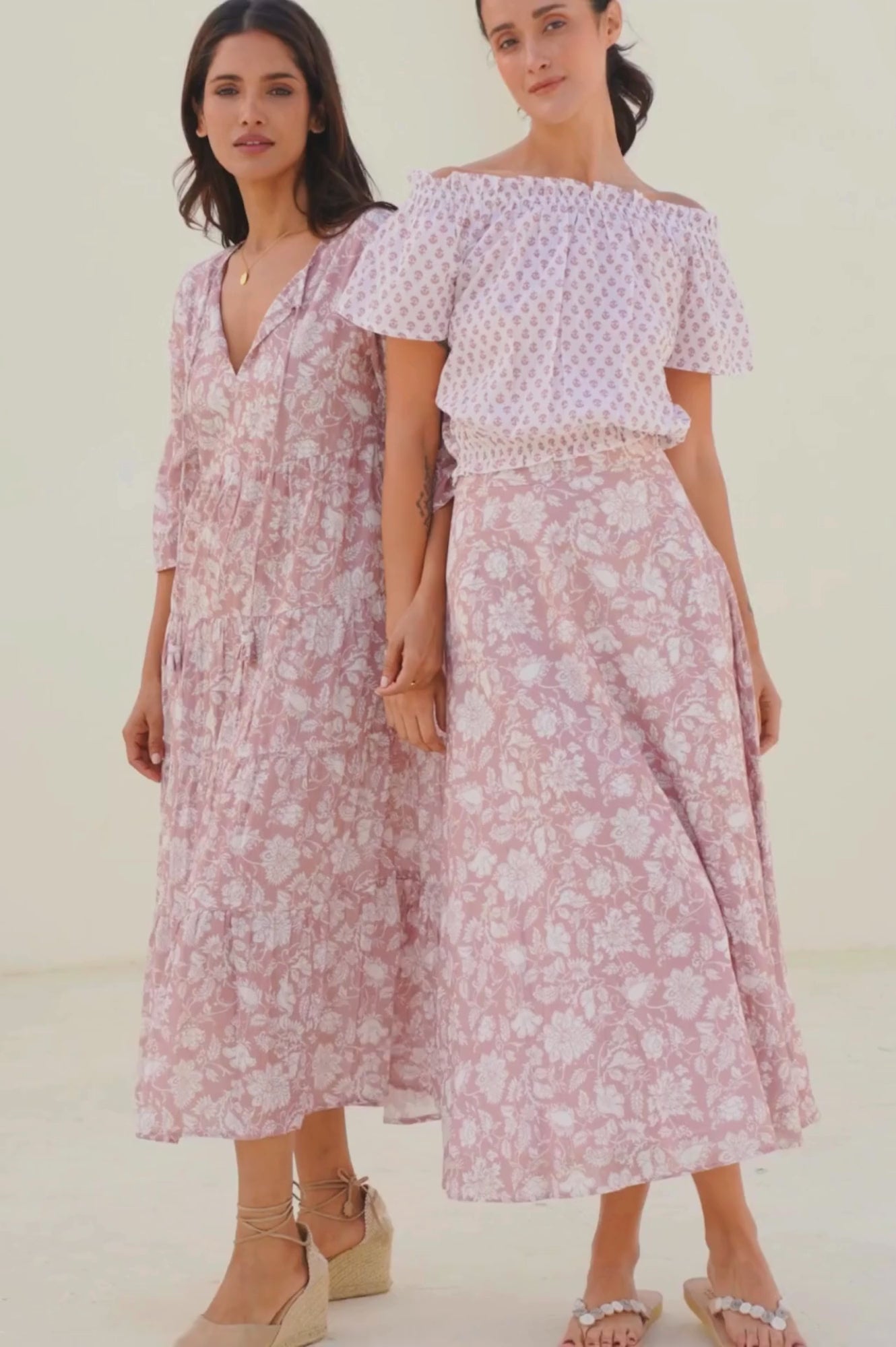 Emma Organic Cotton Dress | Blossom Dusty Pink/White