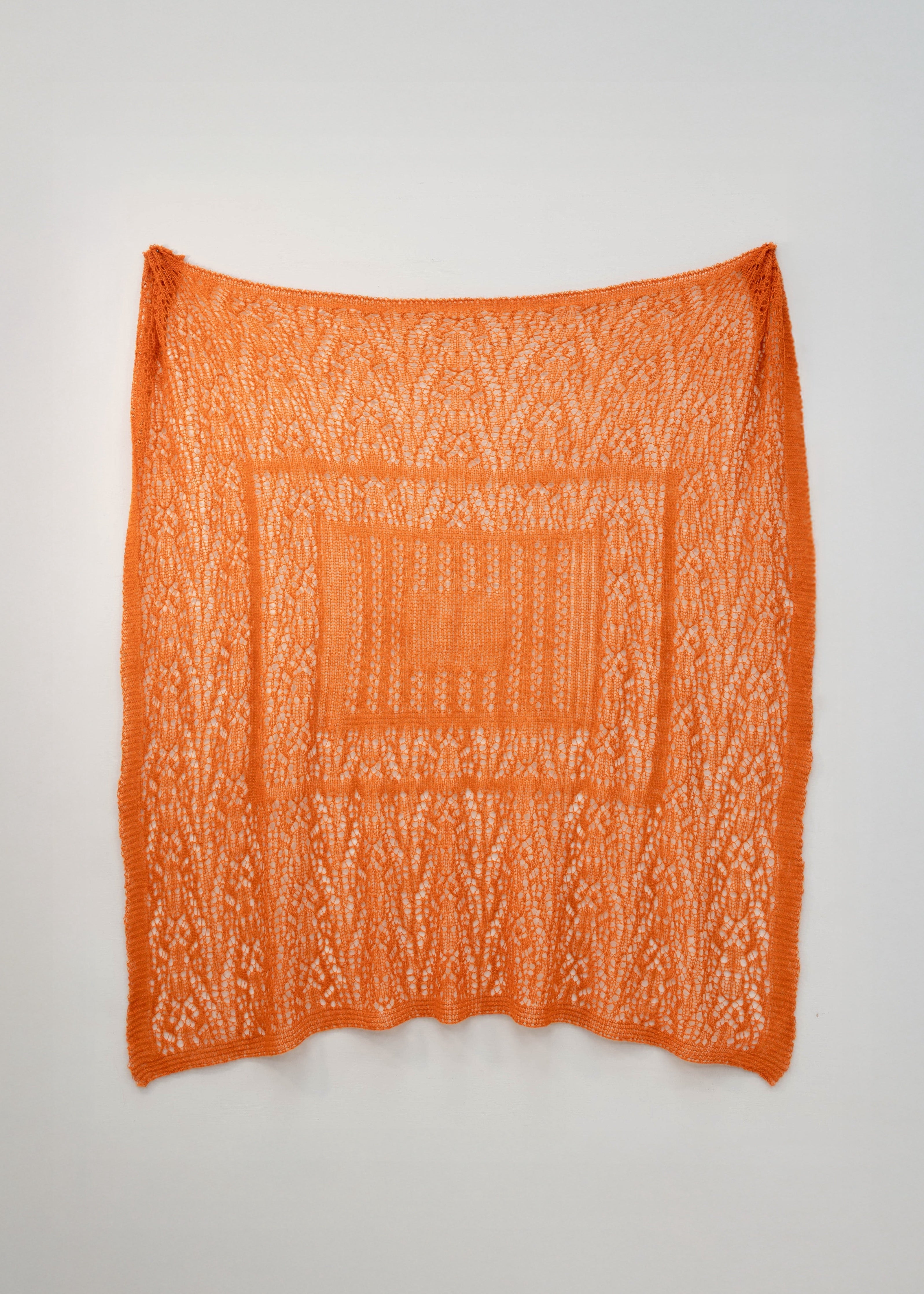 The Laura Pointelle Merino Cashmere Silk Scarf in Tangerine