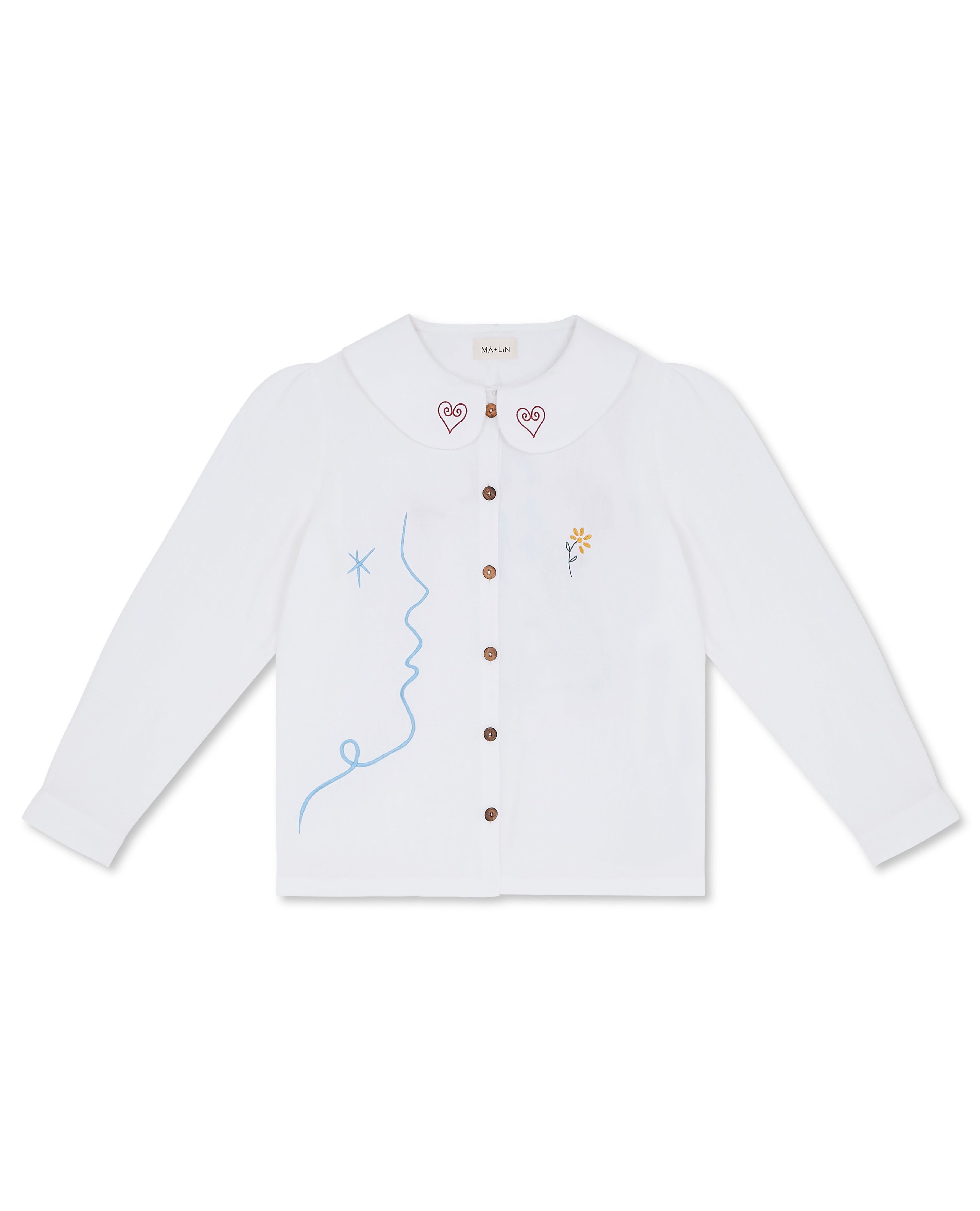 OLALA Embroidered Claudine Linen Blouse - White  X Laetitia Rouget