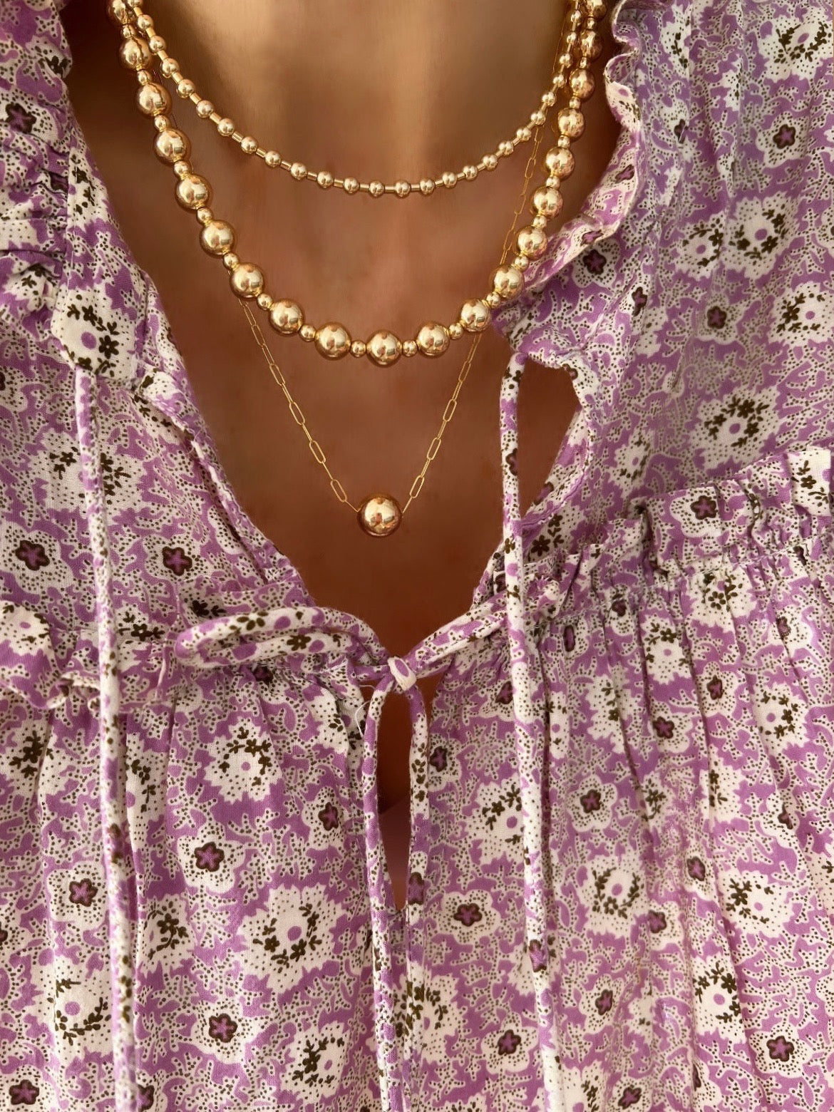 Single Gold Bead Necklace