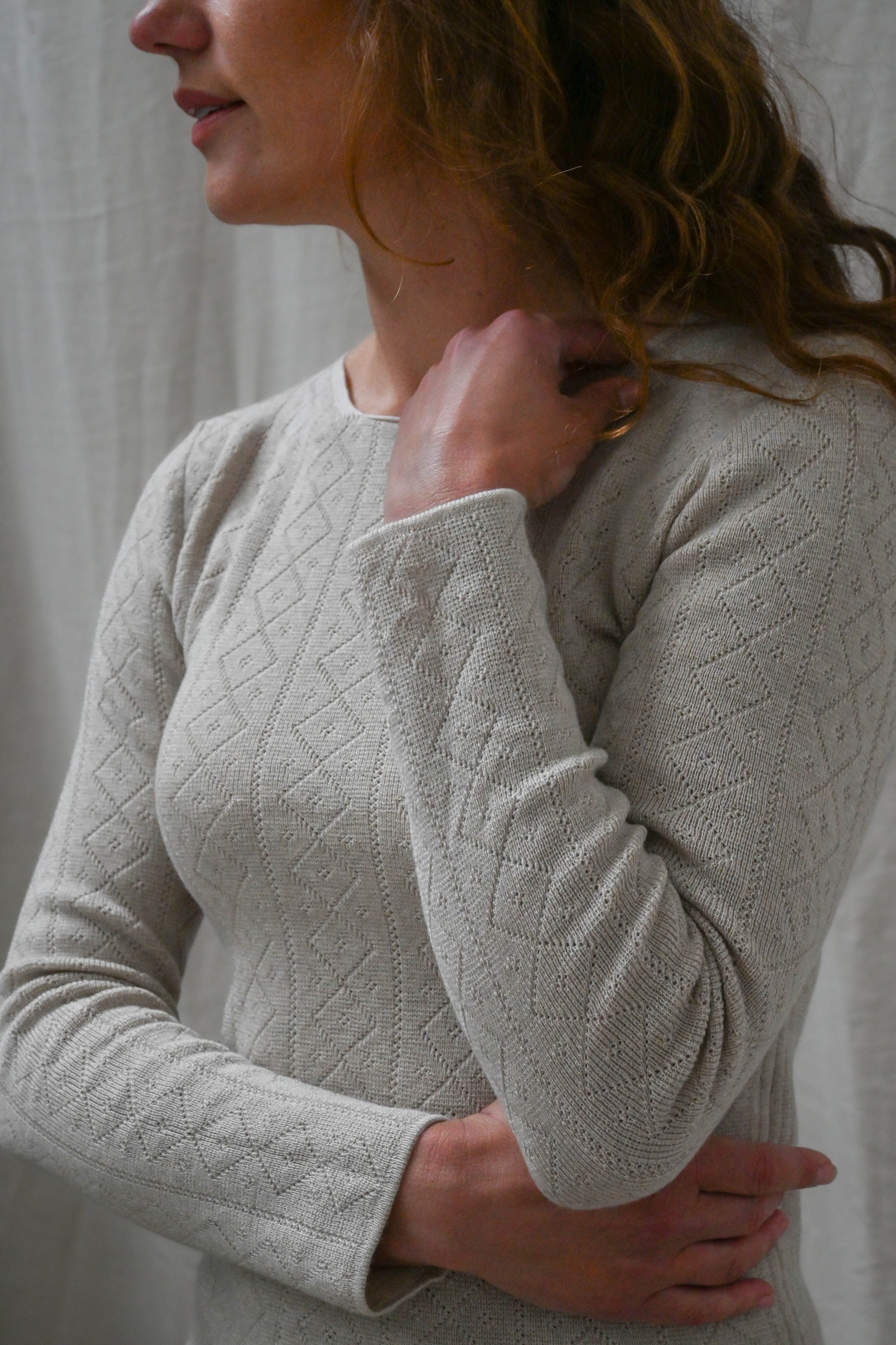 'Tricot De Peau' Fine Merino Base Layer in Light Oatmeal