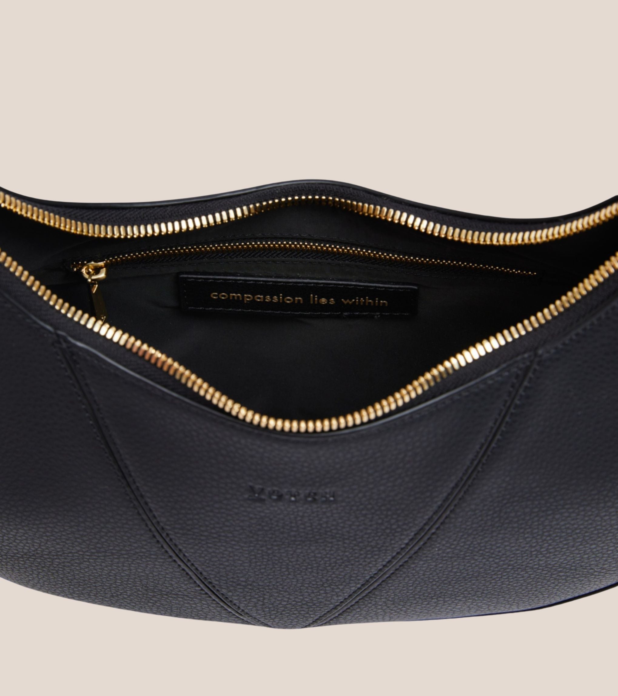 River Vegan Bio-Based Bamboo Leather Hobo Bag in Black